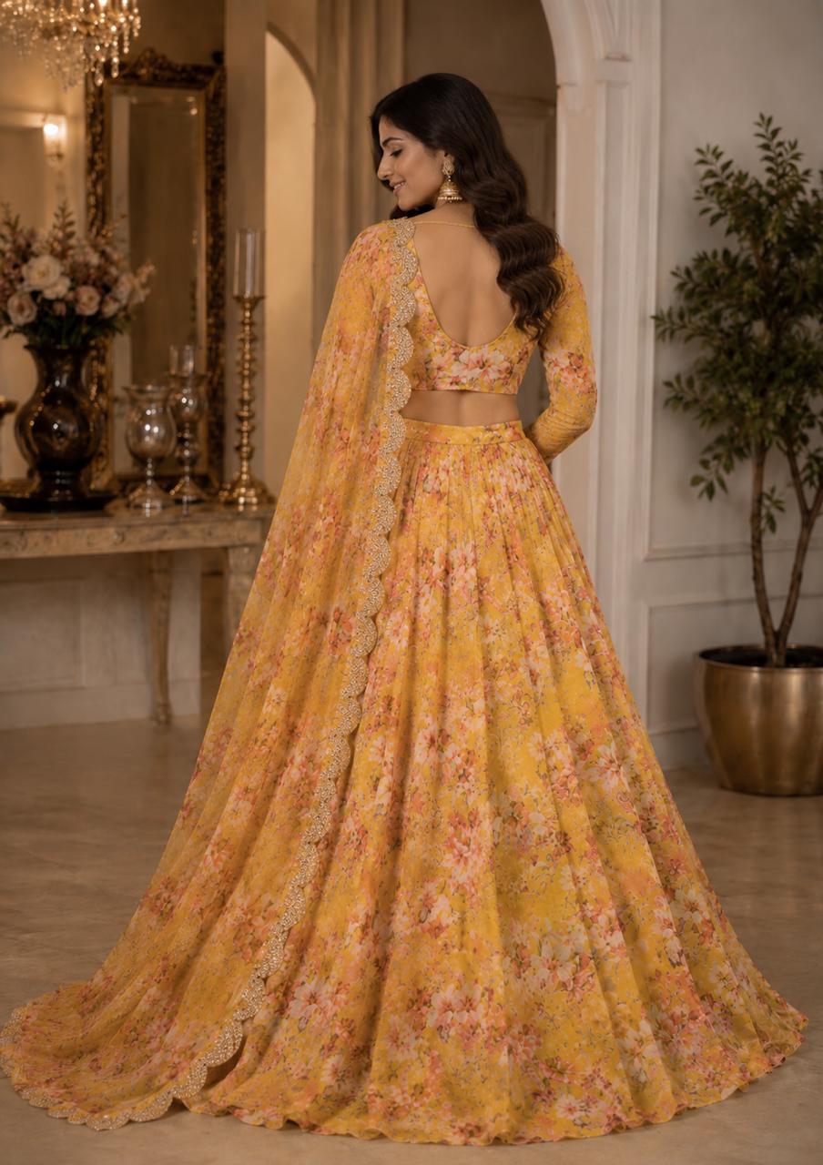MyFashion -LEH26025 Pure Chanderi Digital Print Lehenga Set Collection