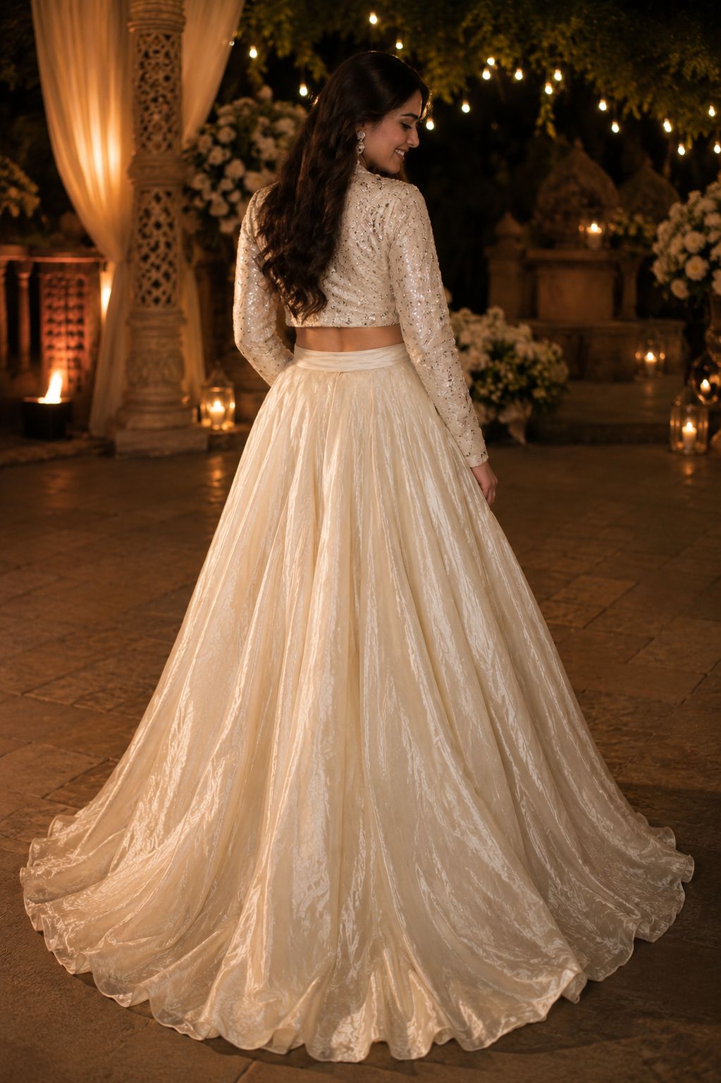 MyFashion -LIB26028 Cosmos Silk Skirt with Handwork Top – Elegant Party Wear Set