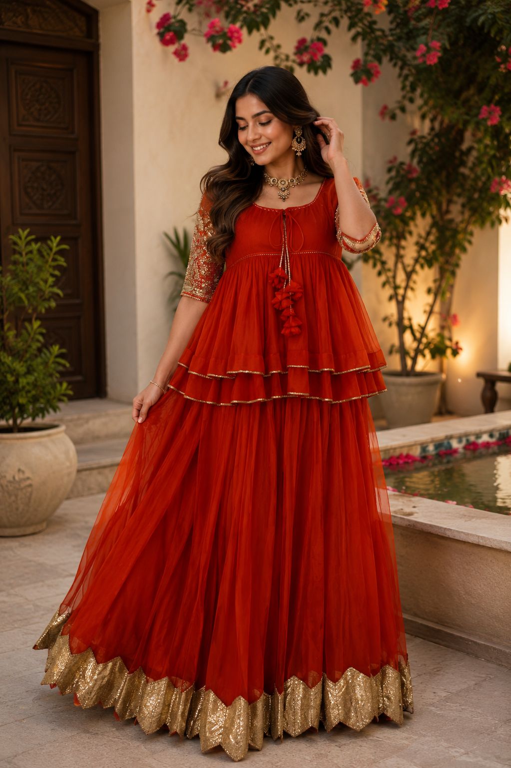 MyFashion -LIB26035 Chanderi Silk Skirt & Top with Gotta Work – Elegant Festive Ensemble
