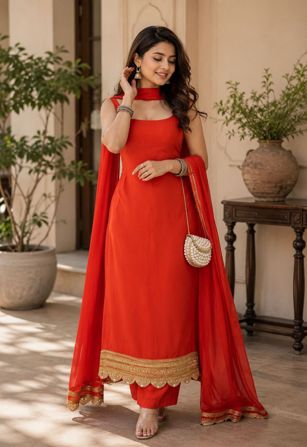 MyFashion -LIB26041 Pure Crepe Suit Set with Organza Dupatta & Handwork Lace