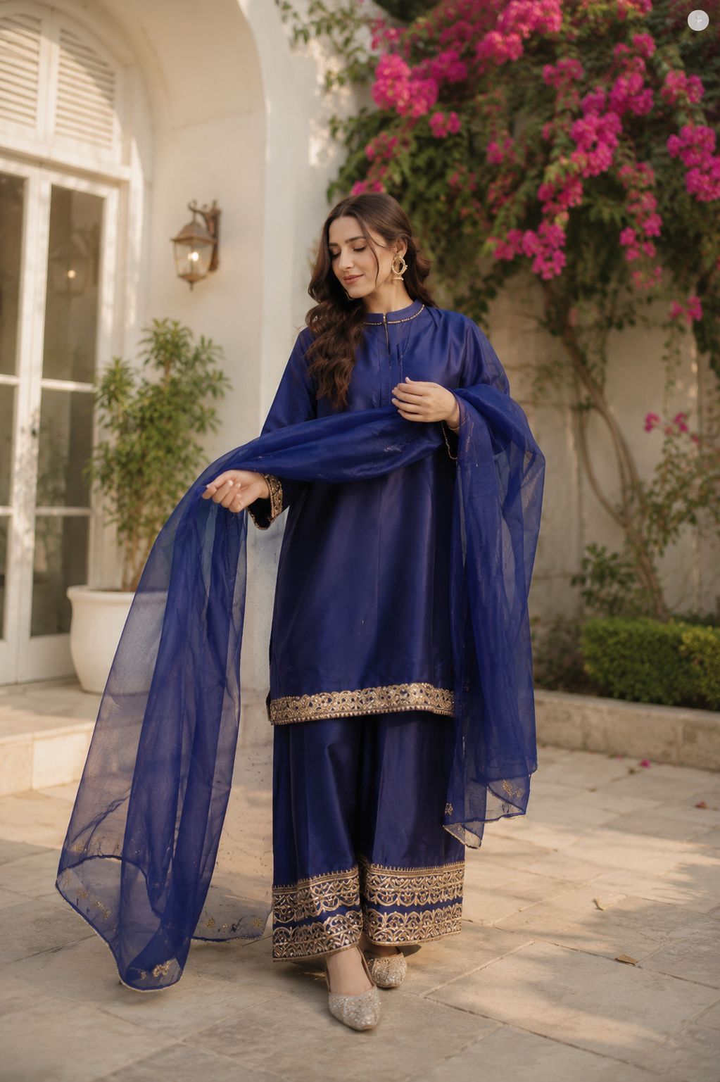 MyFashion -LIB26042 Pure Silk Suit Set with Organza Dupatta & Handwork Lace