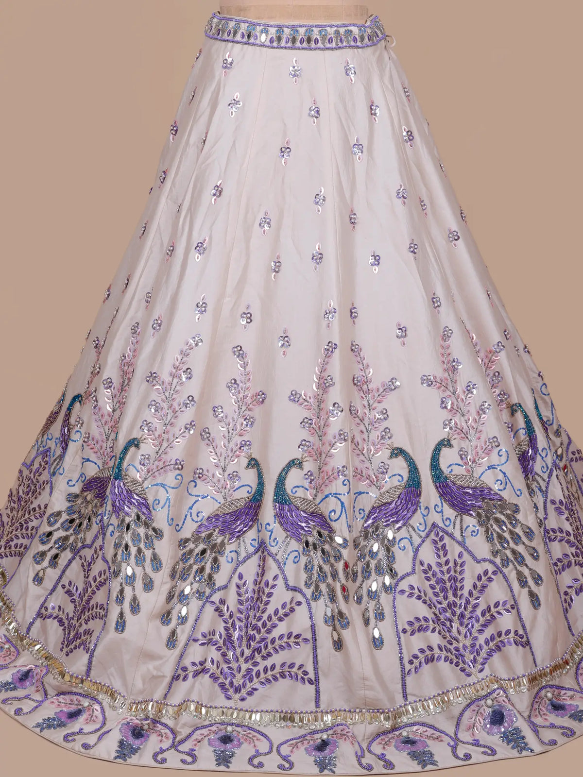 MyFashion -KLS-2815 Luxury Celebrity Inspired Ivory Silk Lehenga with Mirror Work
