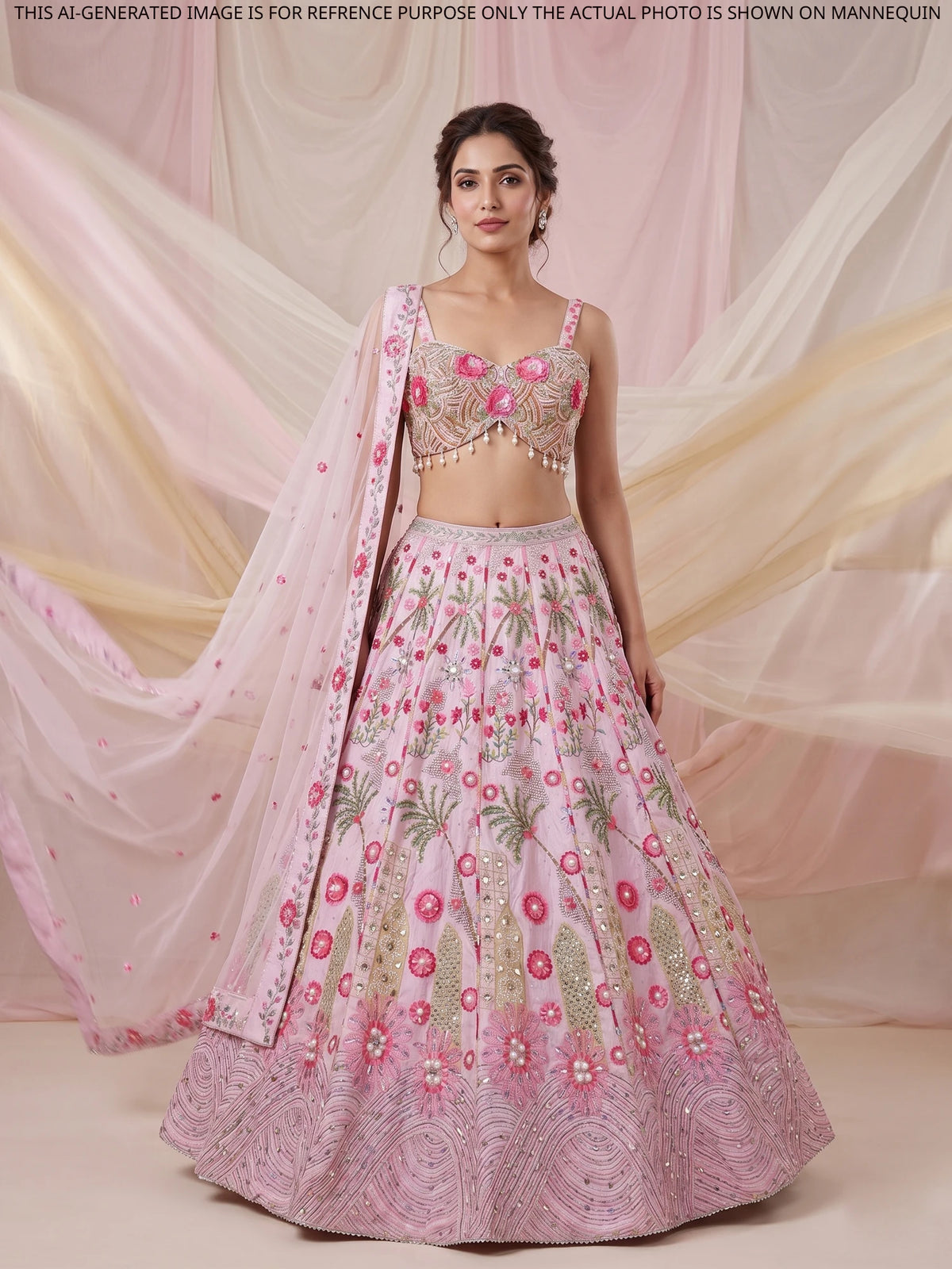 MyFashion KLS-2708 Lavender Raw Silk Sequins Work Designer Lehenga Choli