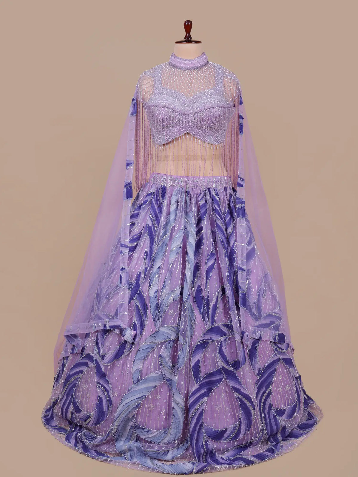 MyFashion KLS-2801 Stylish Lavender Net Lehenga Choli With Pearl Work