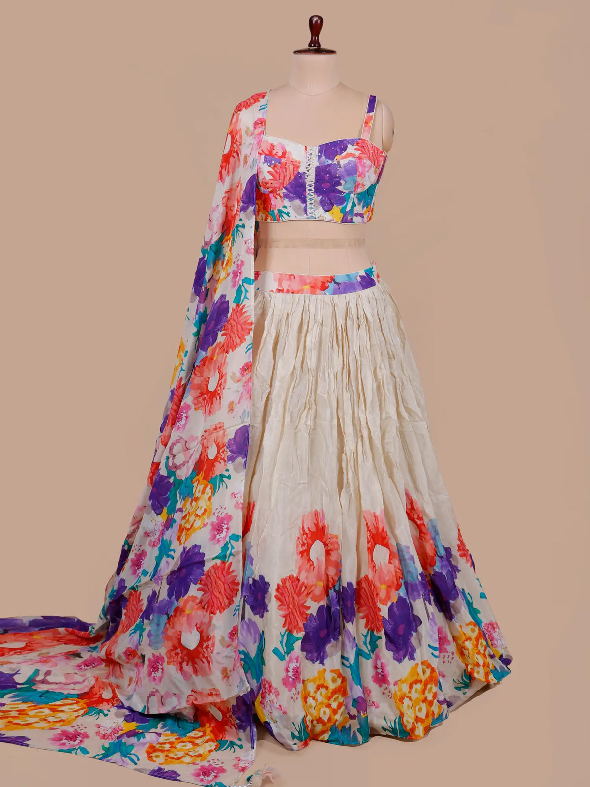 MyFashion KLS-2780 Party Wear Multi Color Crepe Silk Lehenga Sequins Design