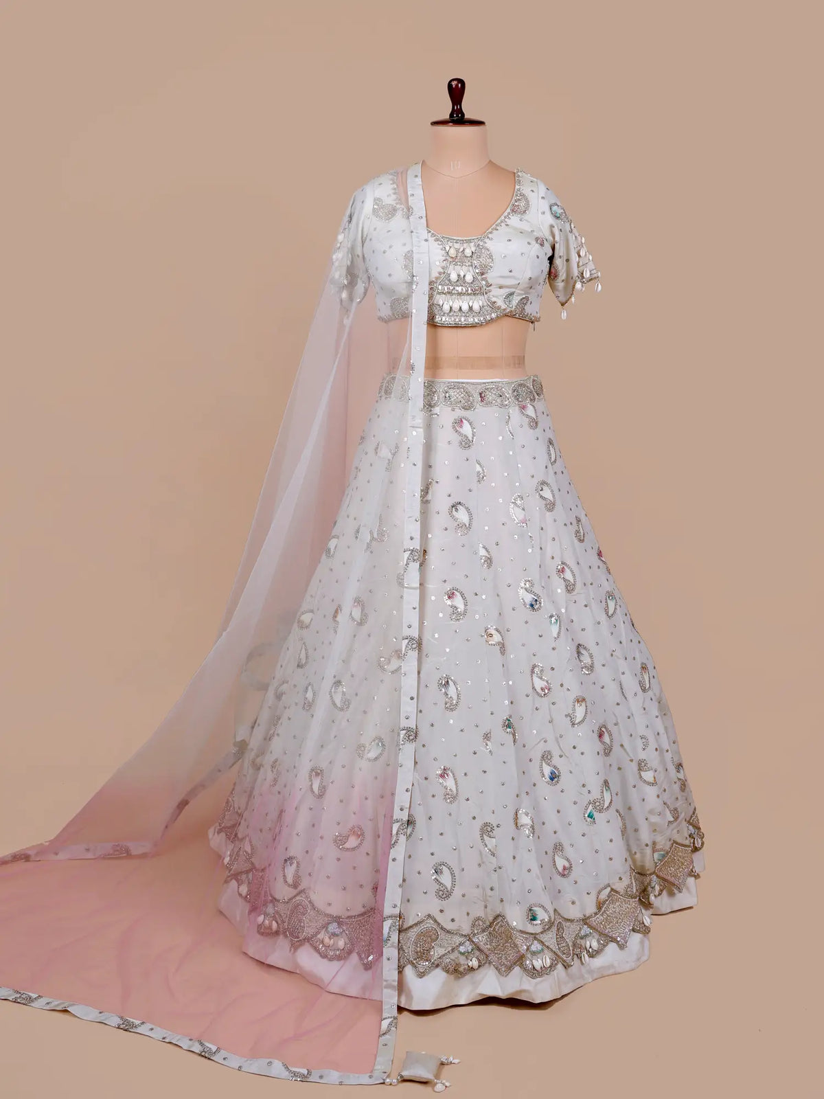 MyFashion KLS-2791 Off White Chinon Lehenga Choli With Diamond Work