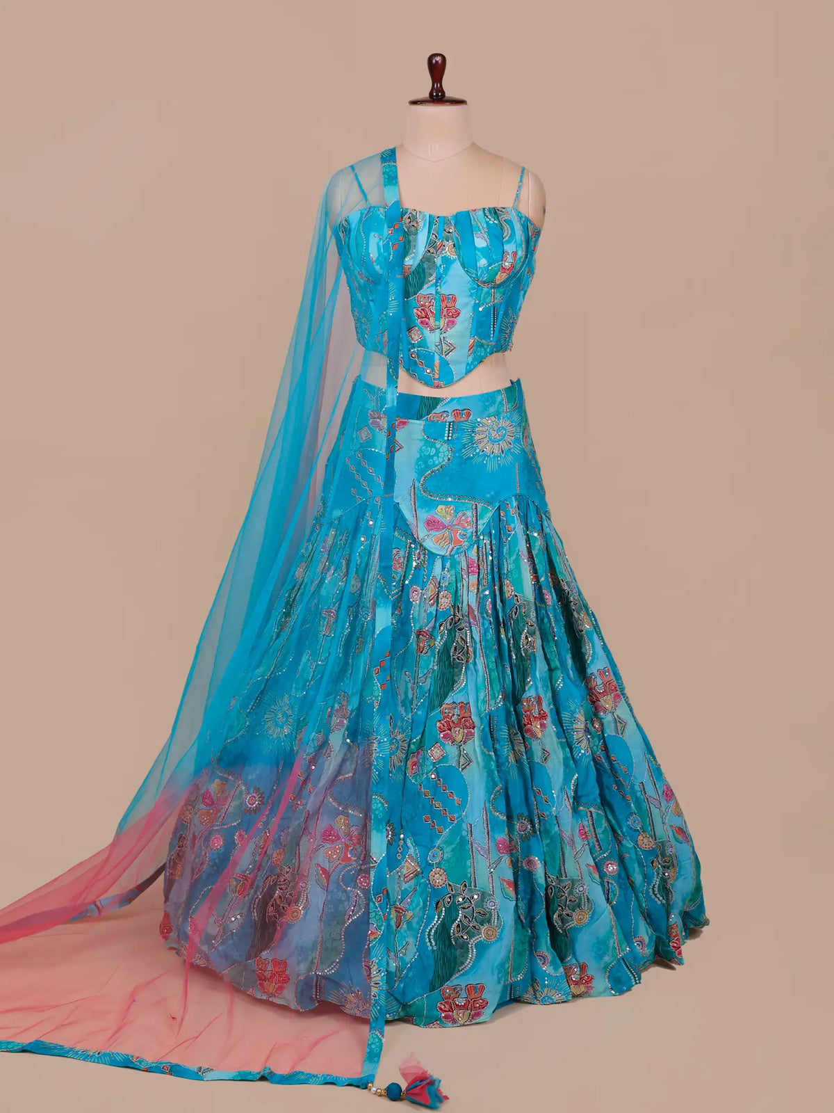 MyFashion KLS-2790 Designer Sky Blue Chinon Party Wear Lehenga With Sequins Work