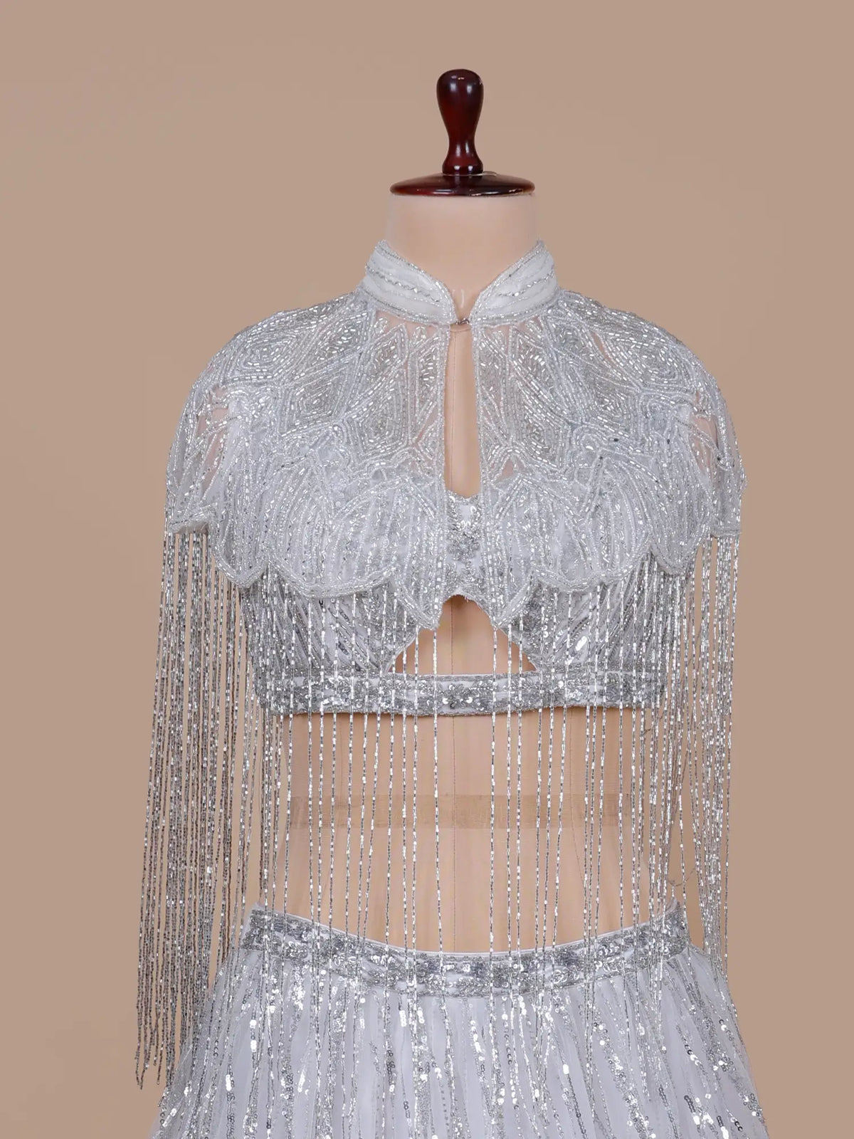 MyFashion KLS-2793 Stylish White Net Lehenga Choli With Beads Work