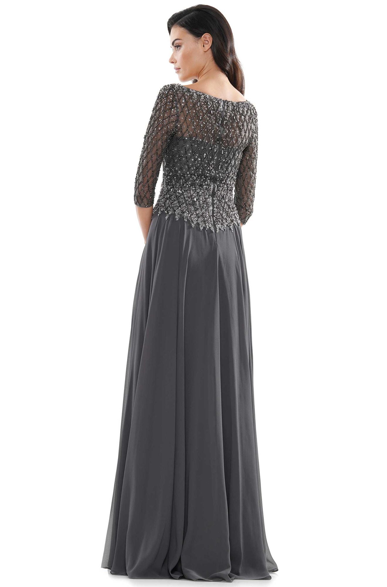 Marsoni by Colors -M165 A Line Chiffon Dress With Beaded Bodice