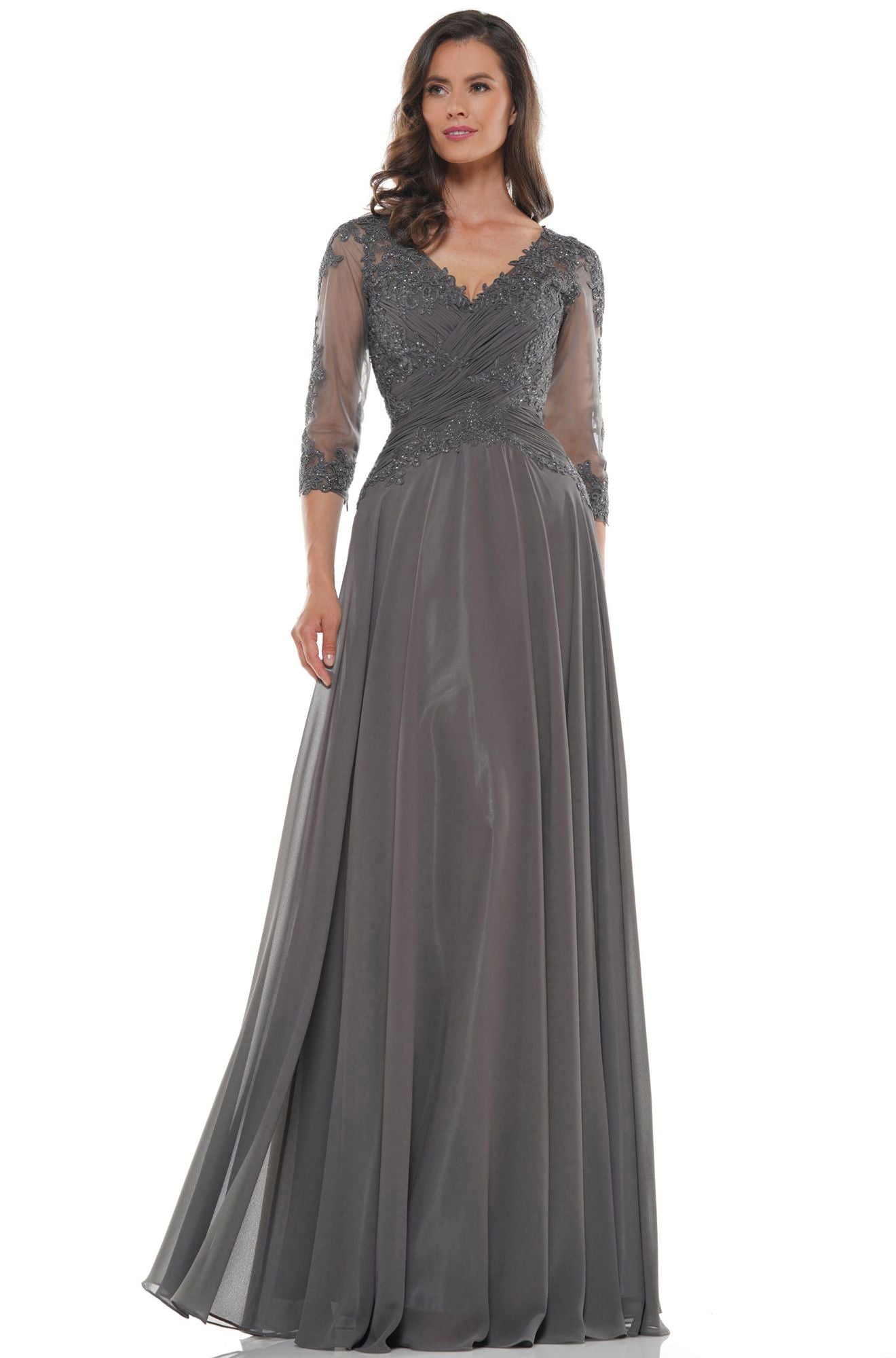 Marsoni by Colors -M237 A Line Dress With Pleated Bodice
