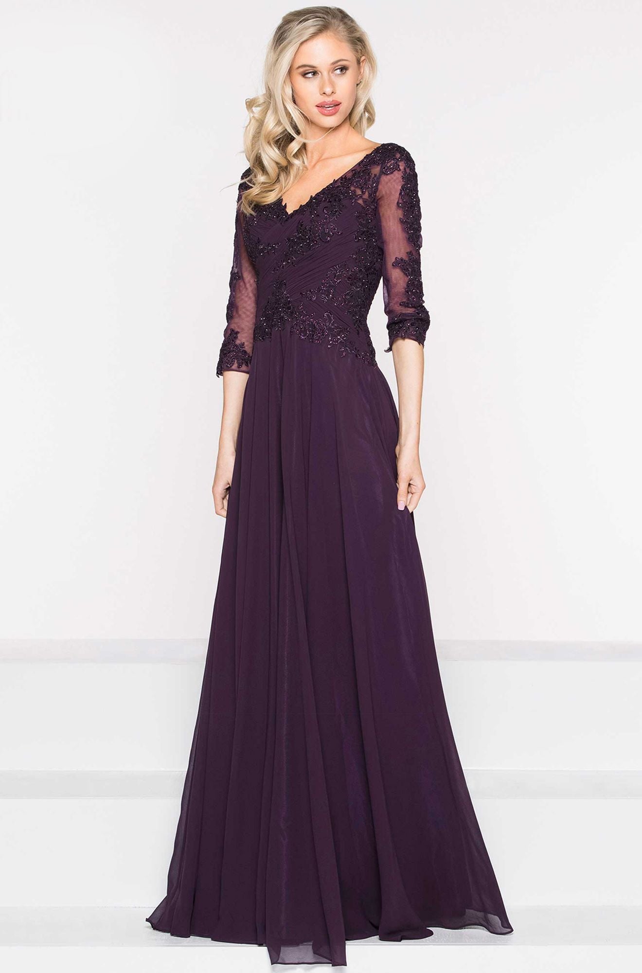 Marsoni by Colors -M237 A Line Dress With Pleated Bodice
