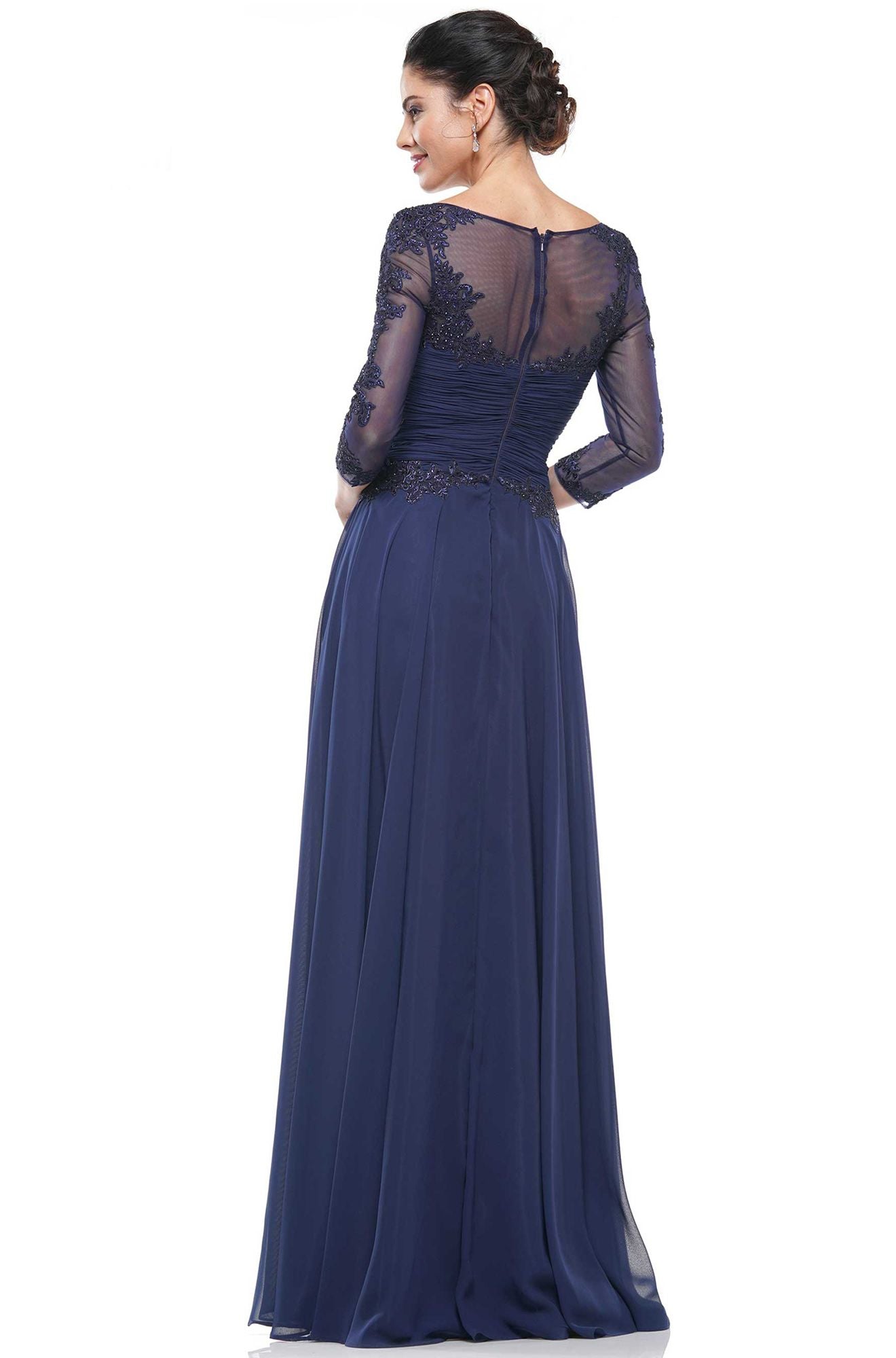 Marsoni by Colors -M237 A Line Dress With Pleated Bodice