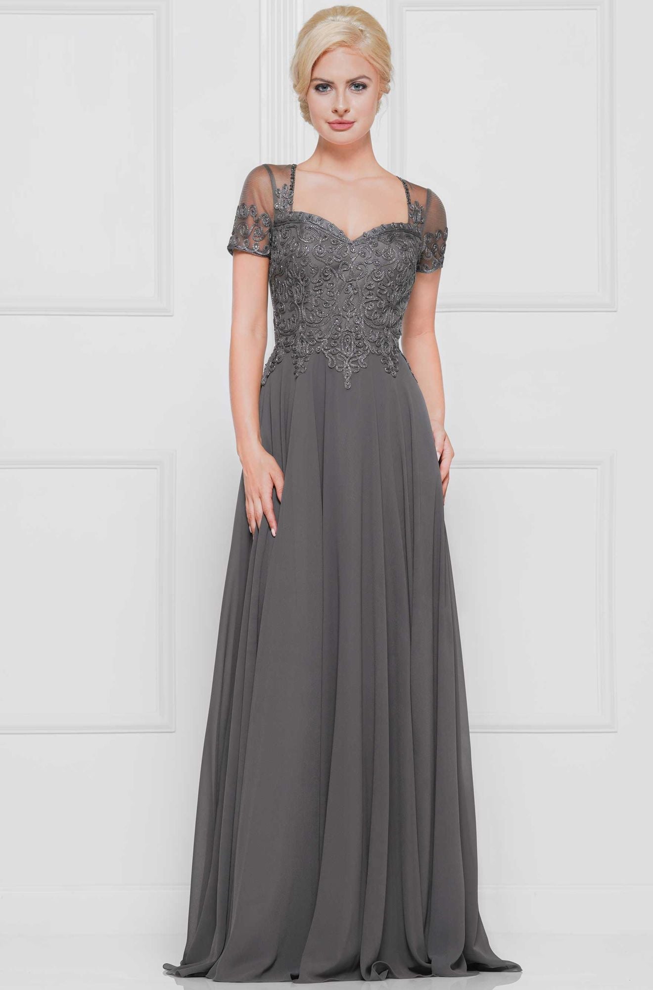 Marsoni by Colors -M271-1 A Line Dress With Soutache Embroidered