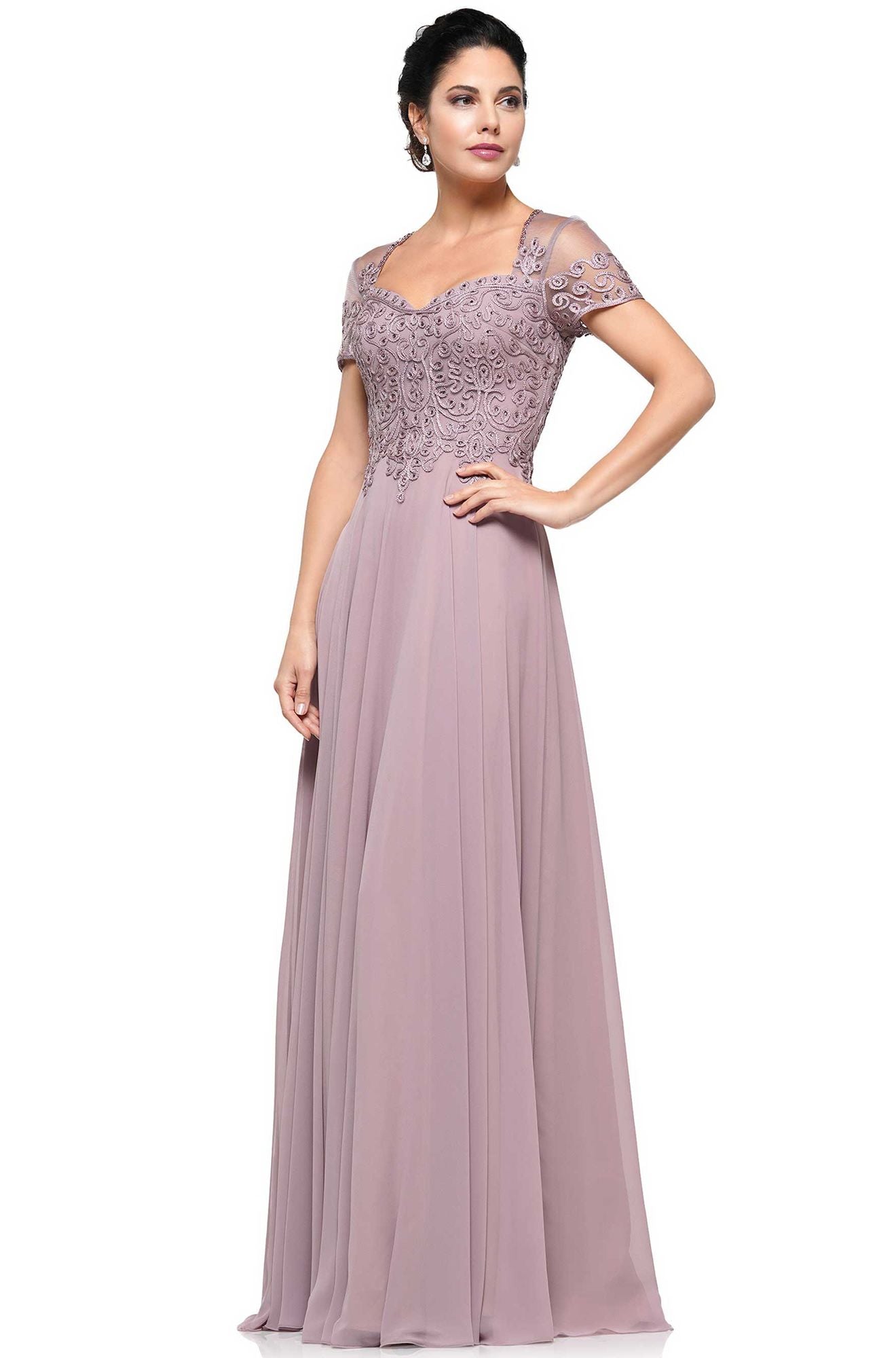 Marsoni by Colors -M271-1 A Line Dress With Soutache Embroidered