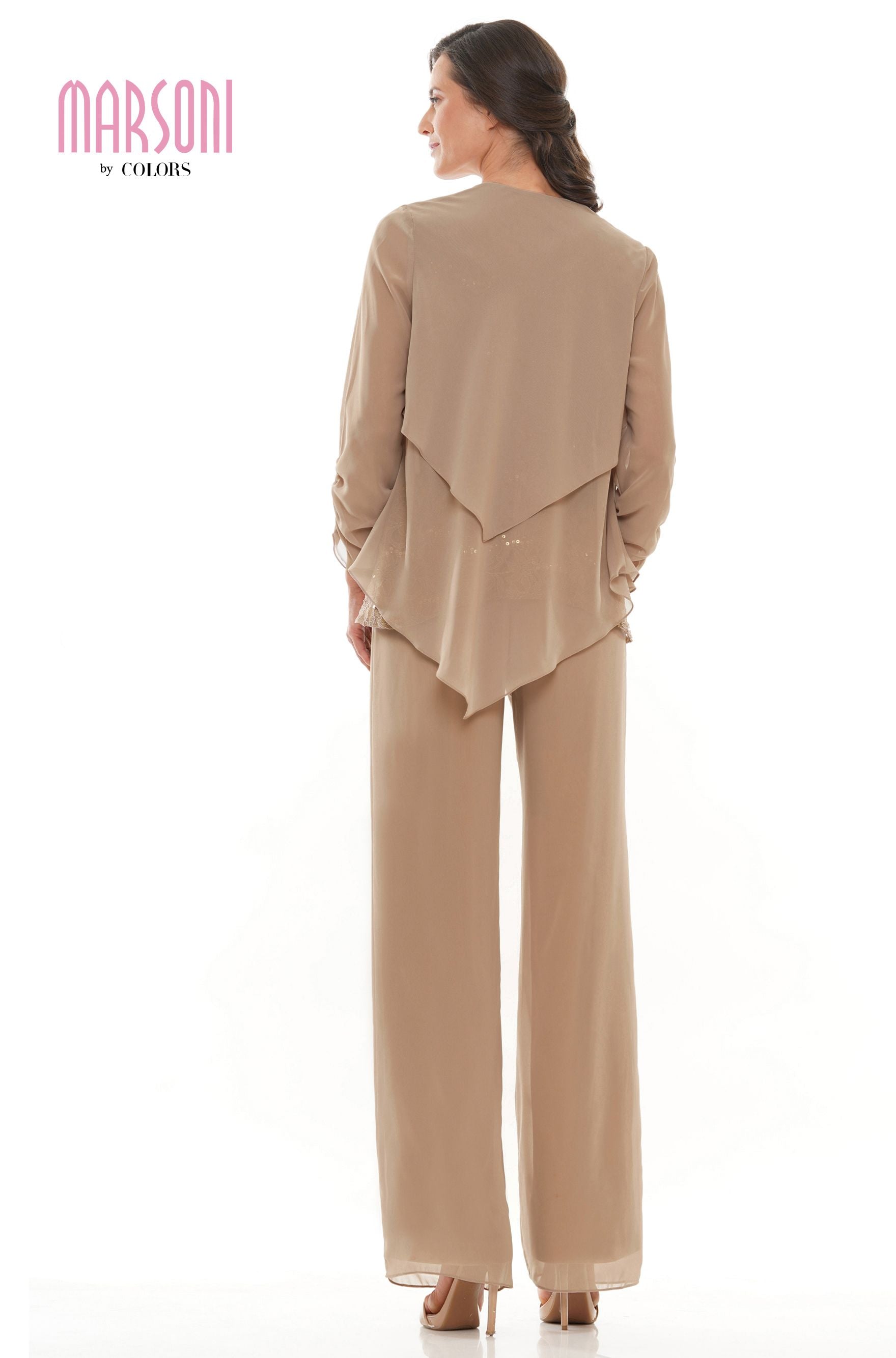 Marsoni by Colors -M303 Chiffon Jacket and Pants Suit