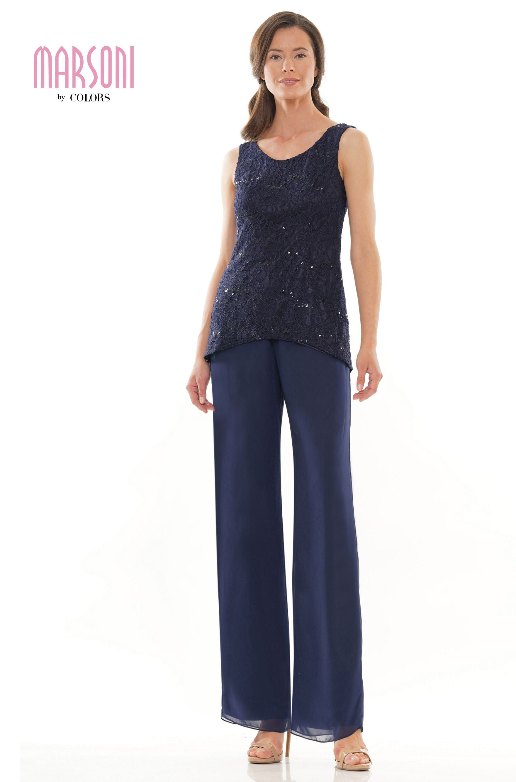 Marsoni by Colors -M303 Chiffon Jacket and Pants Suit