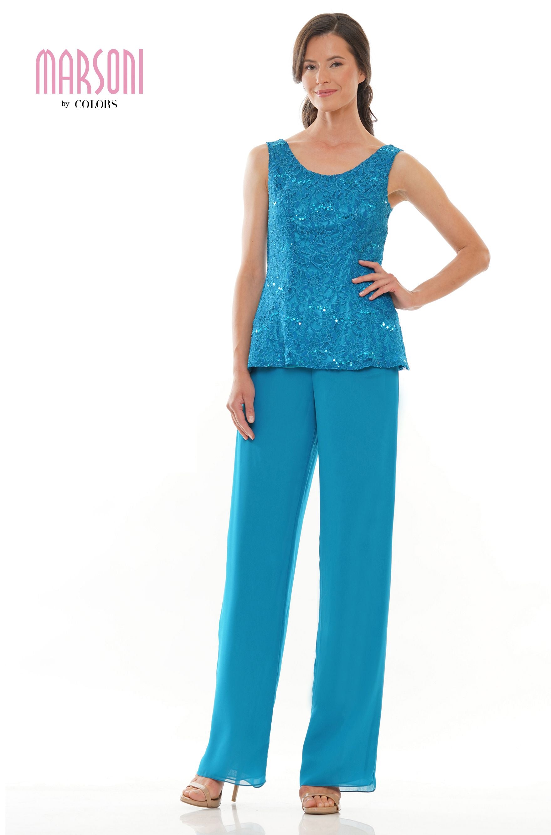 Marsoni by Colors -M305 Pantsuit With Stretch Lace Jacket