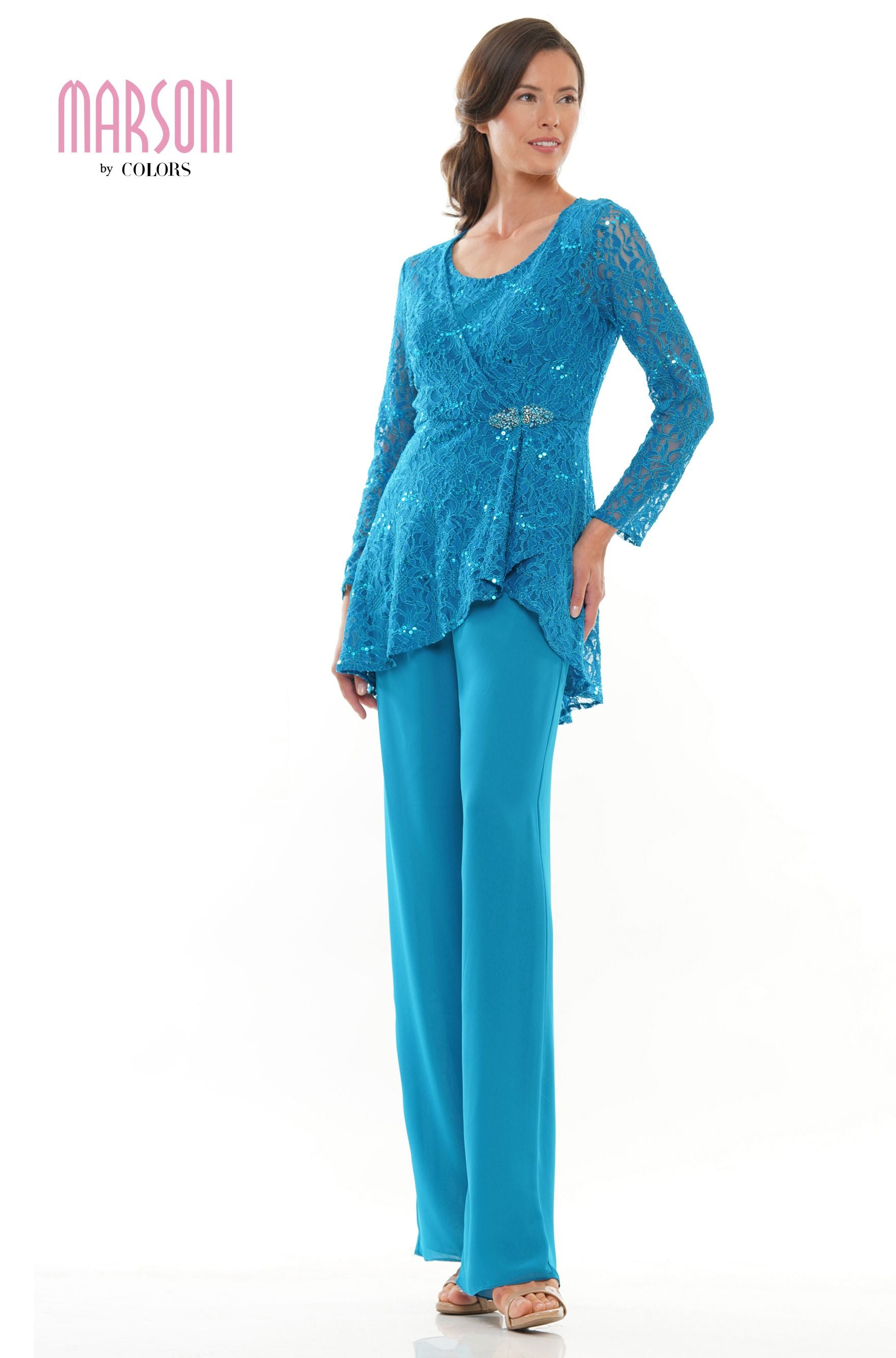 Marsoni by Colors -M305 Pantsuit With Stretch Lace Jacket