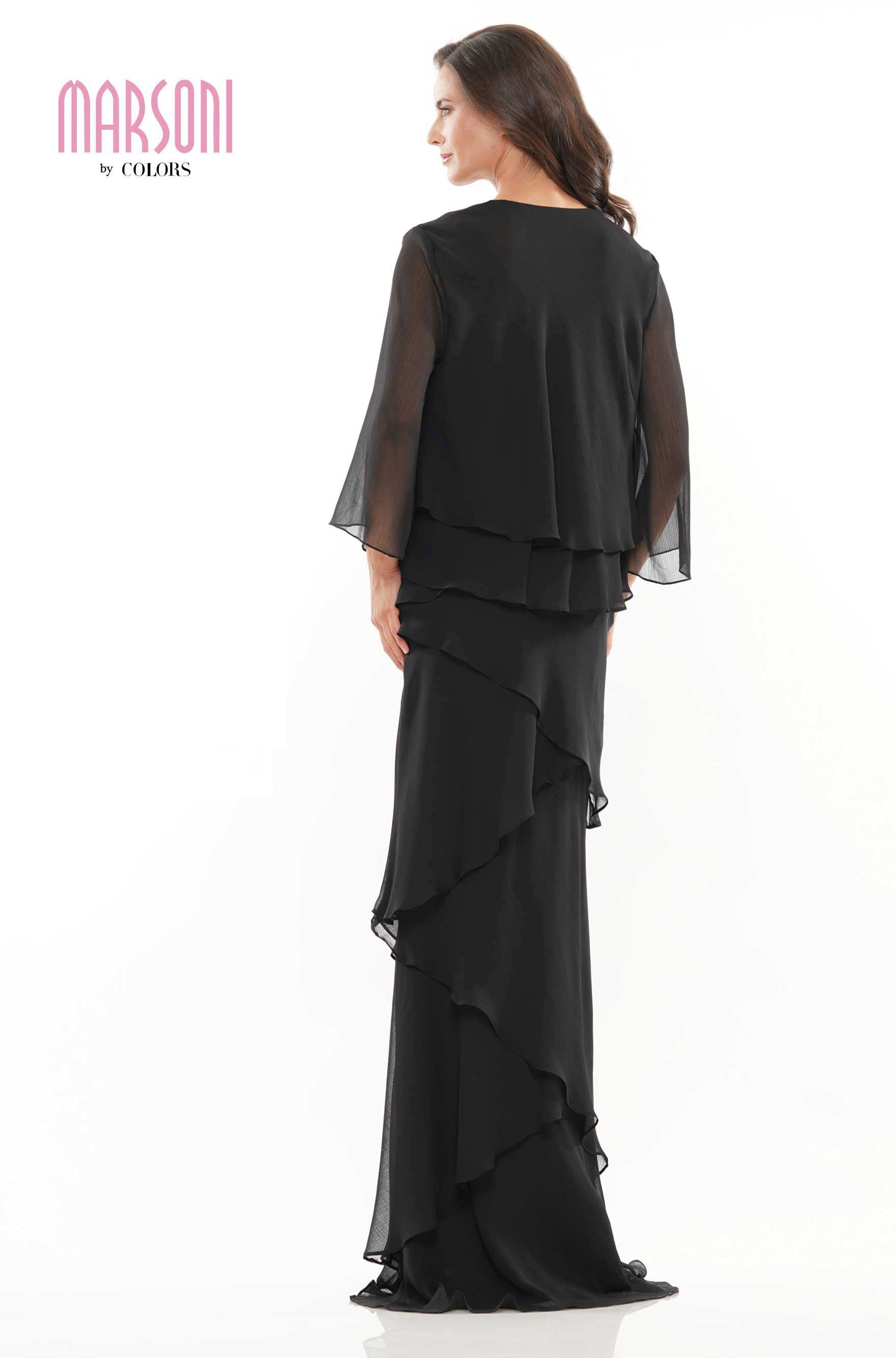 Marsoni by Colors -M309 Ruffled Sheath Dress With Jacket