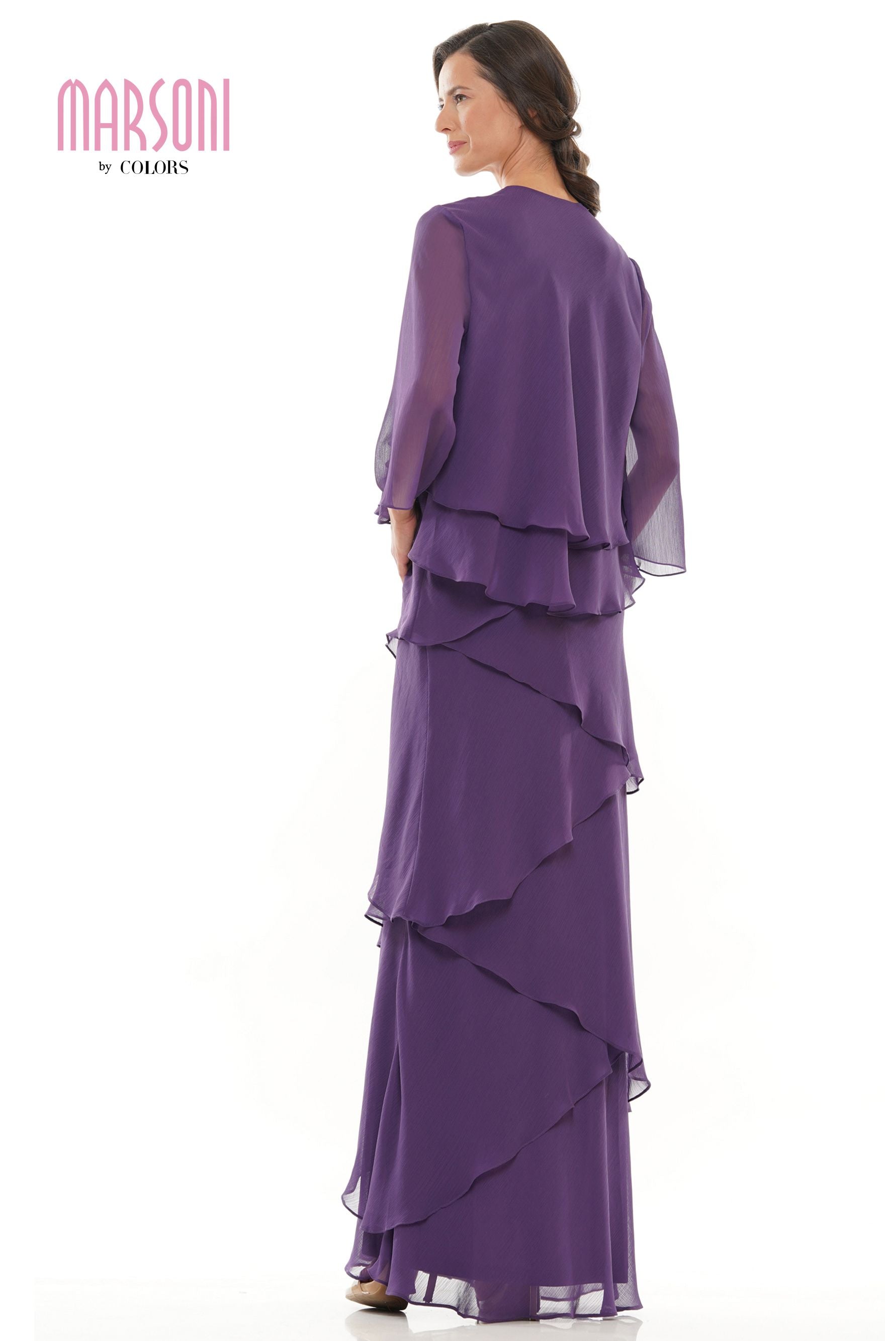Marsoni by Colors -M309 Ruffled Sheath Dress With Jacket