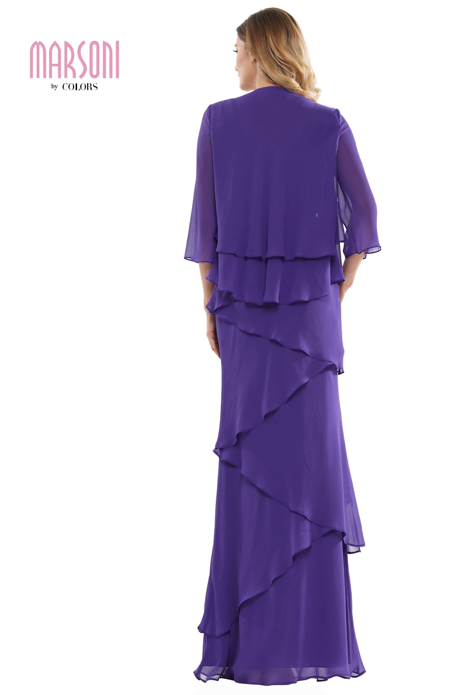 Marsoni by Colors -M309 Ruffled Sheath Dress With Jacket