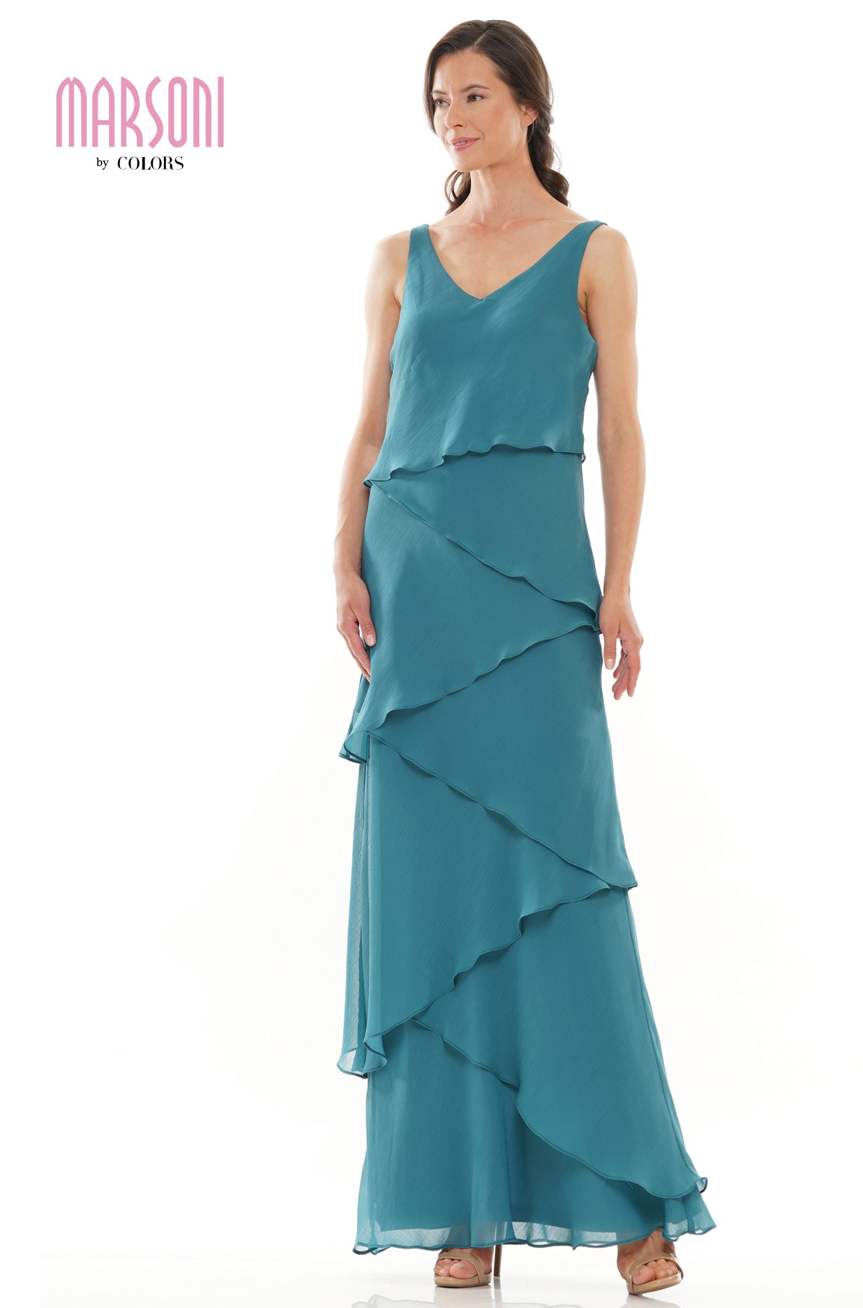 Marsoni by Colors -M309 Ruffled Sheath Dress With Jacket