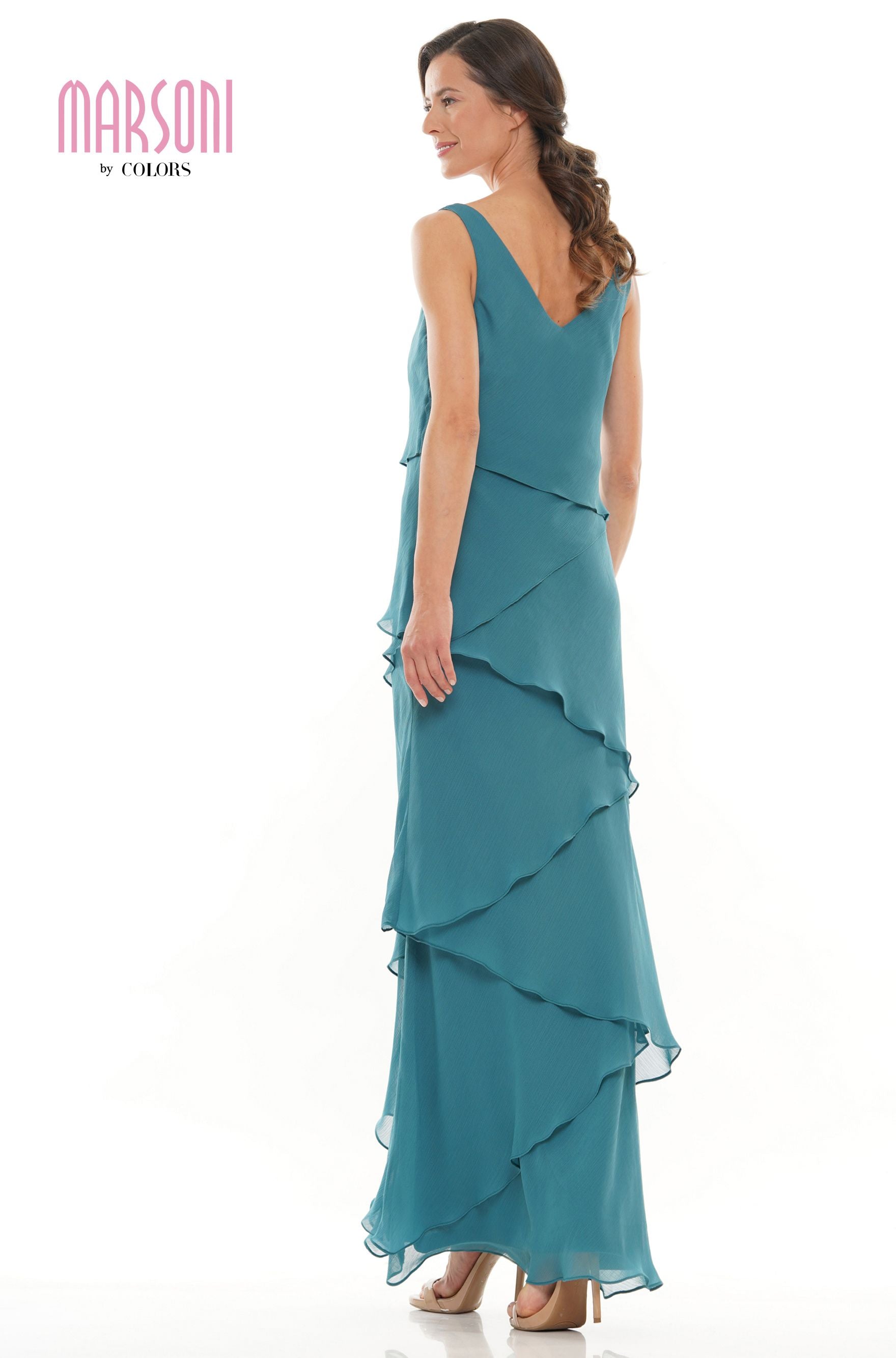 Marsoni by Colors -M309 Ruffled Sheath Dress With Jacket