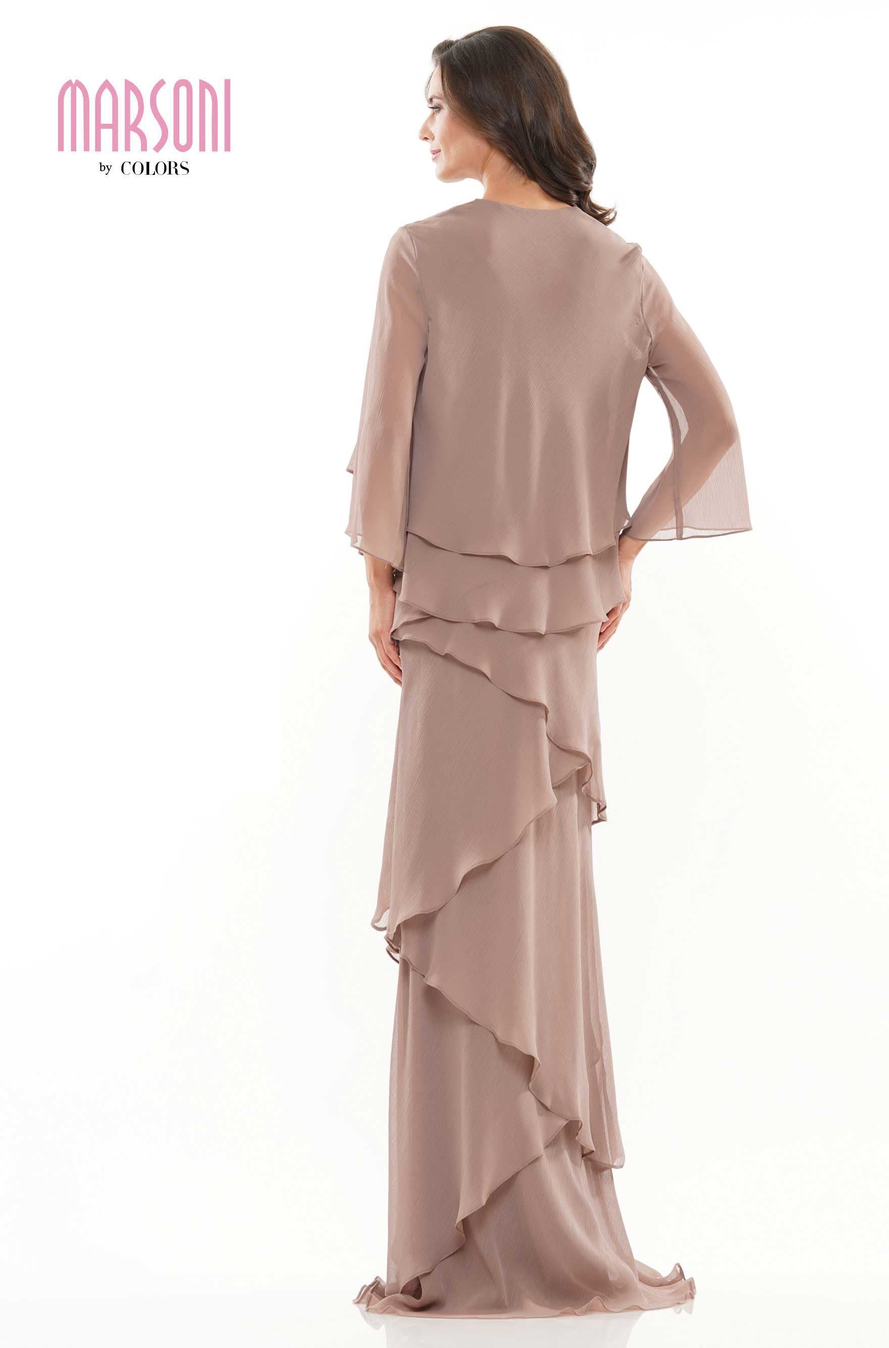 Marsoni by Colors -M309 Ruffled Sheath Dress With Jacket