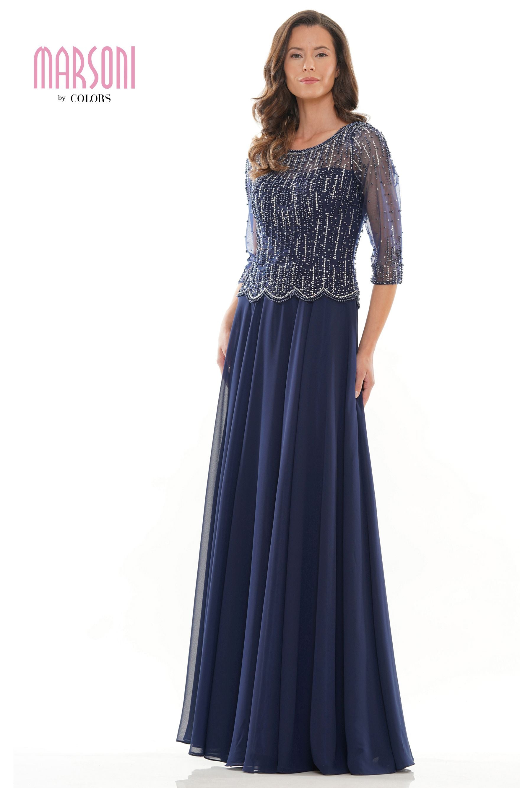 Marsoni by Colors -M312 A Line Dress With Bead Embellished