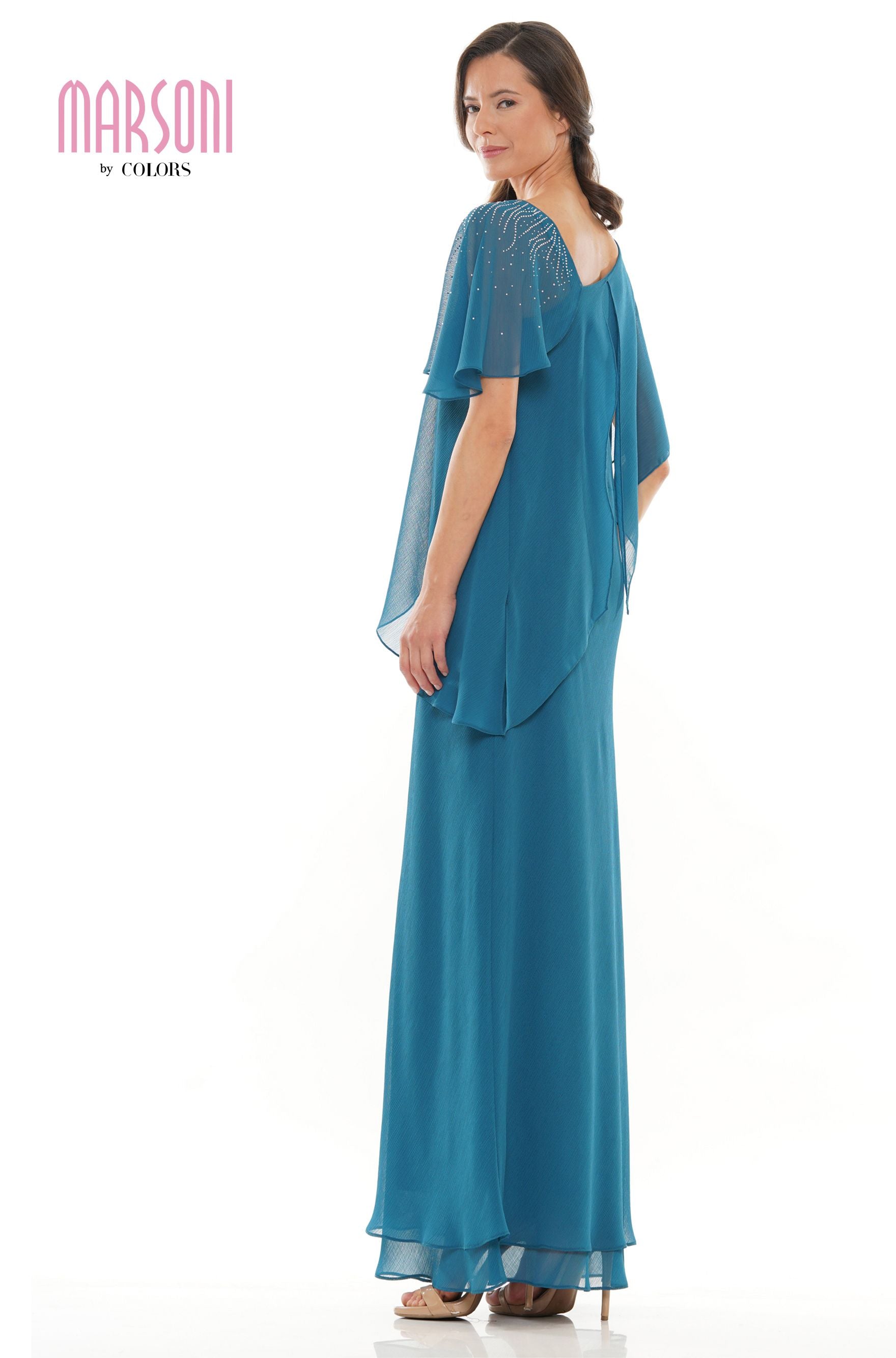 Marsoni by Colors -M313 Ruffle Sheath Dress With Flutter Sleeves