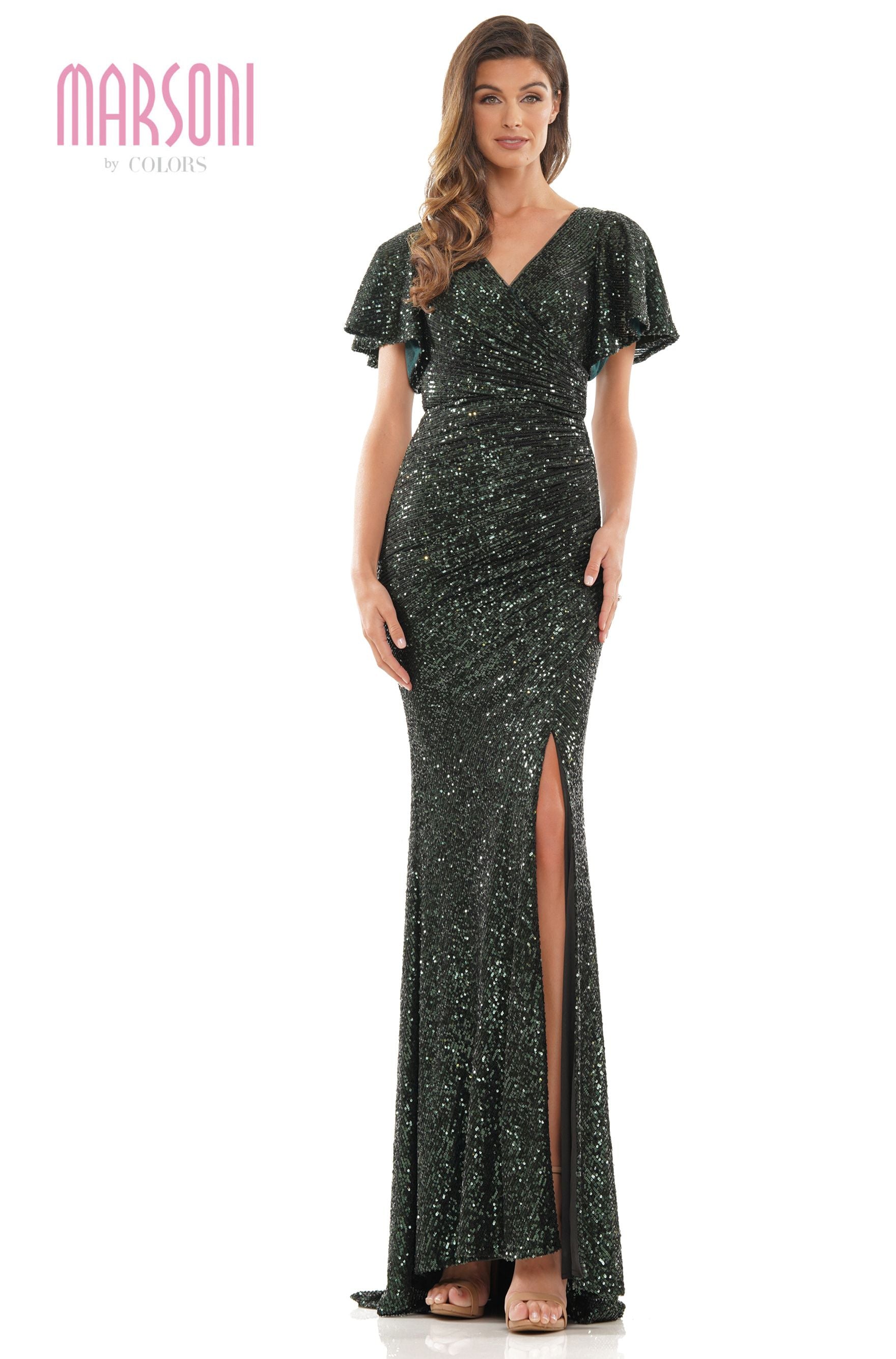 Marsoni by Colors -M318 Fit And Flare Dress With V Neck