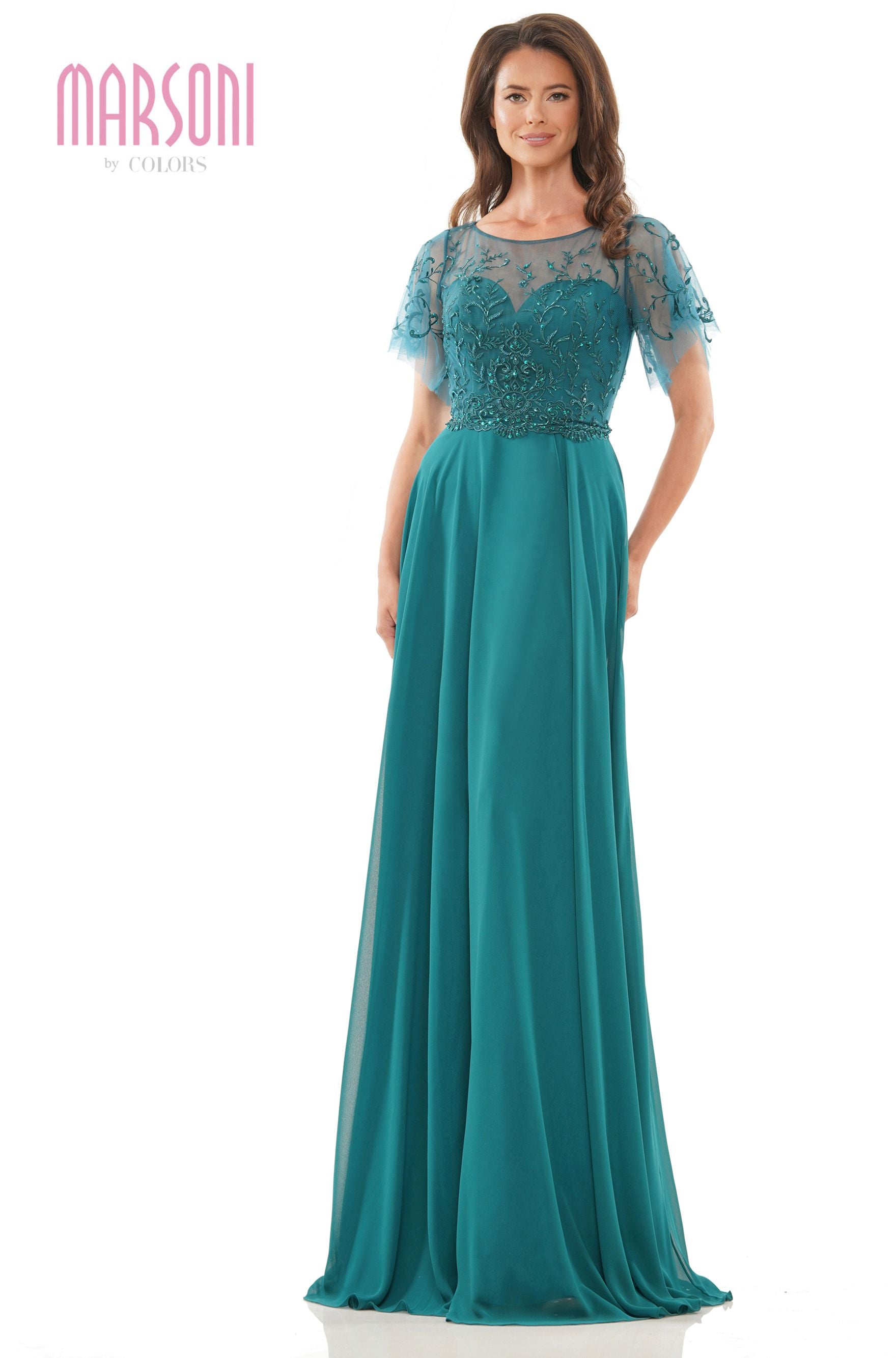 Marsoni by Colors -M323 A Line Dress With Beaded On Top