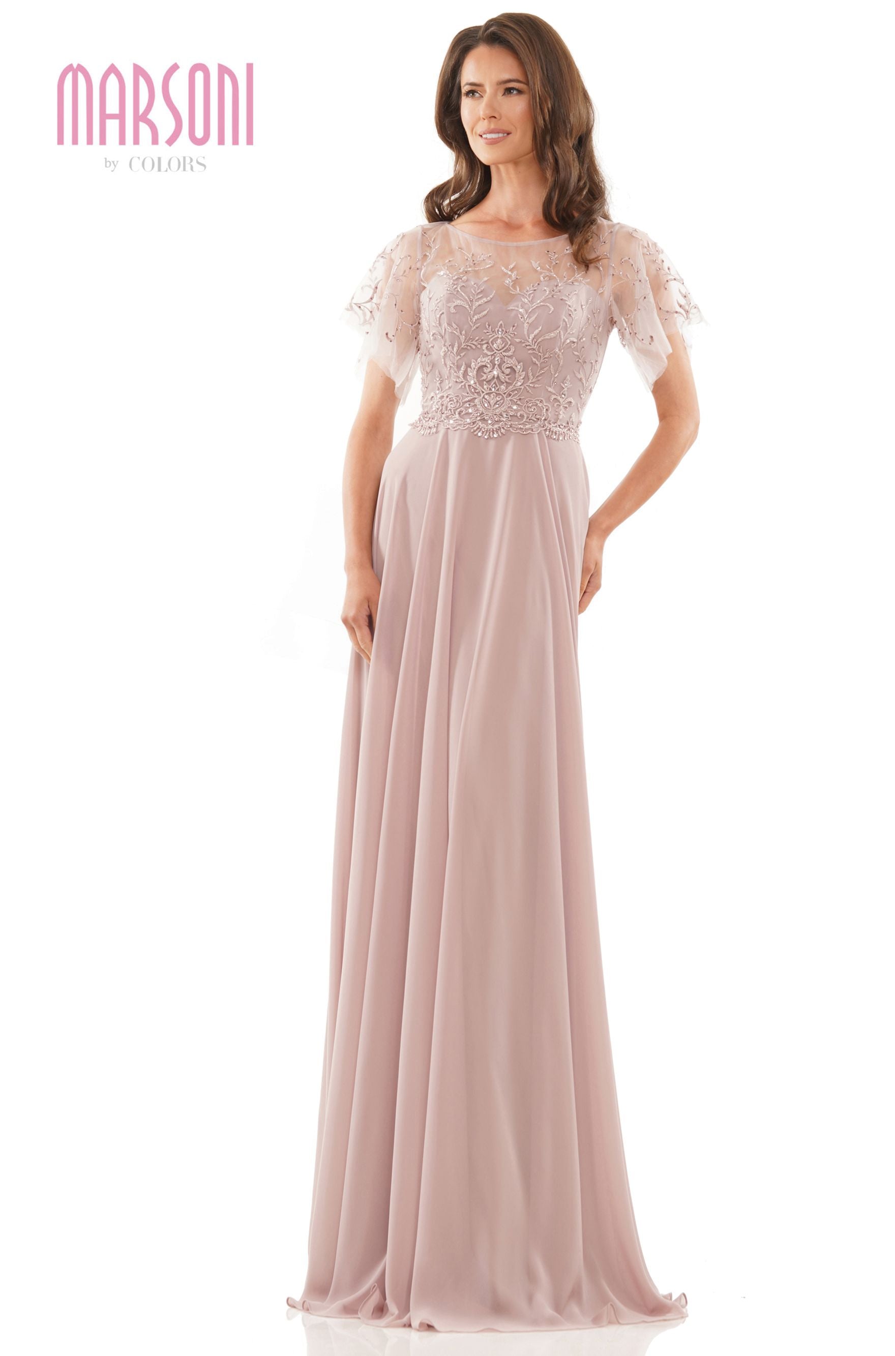 Marsoni by Colors -M323 A Line Dress With Beaded On Top