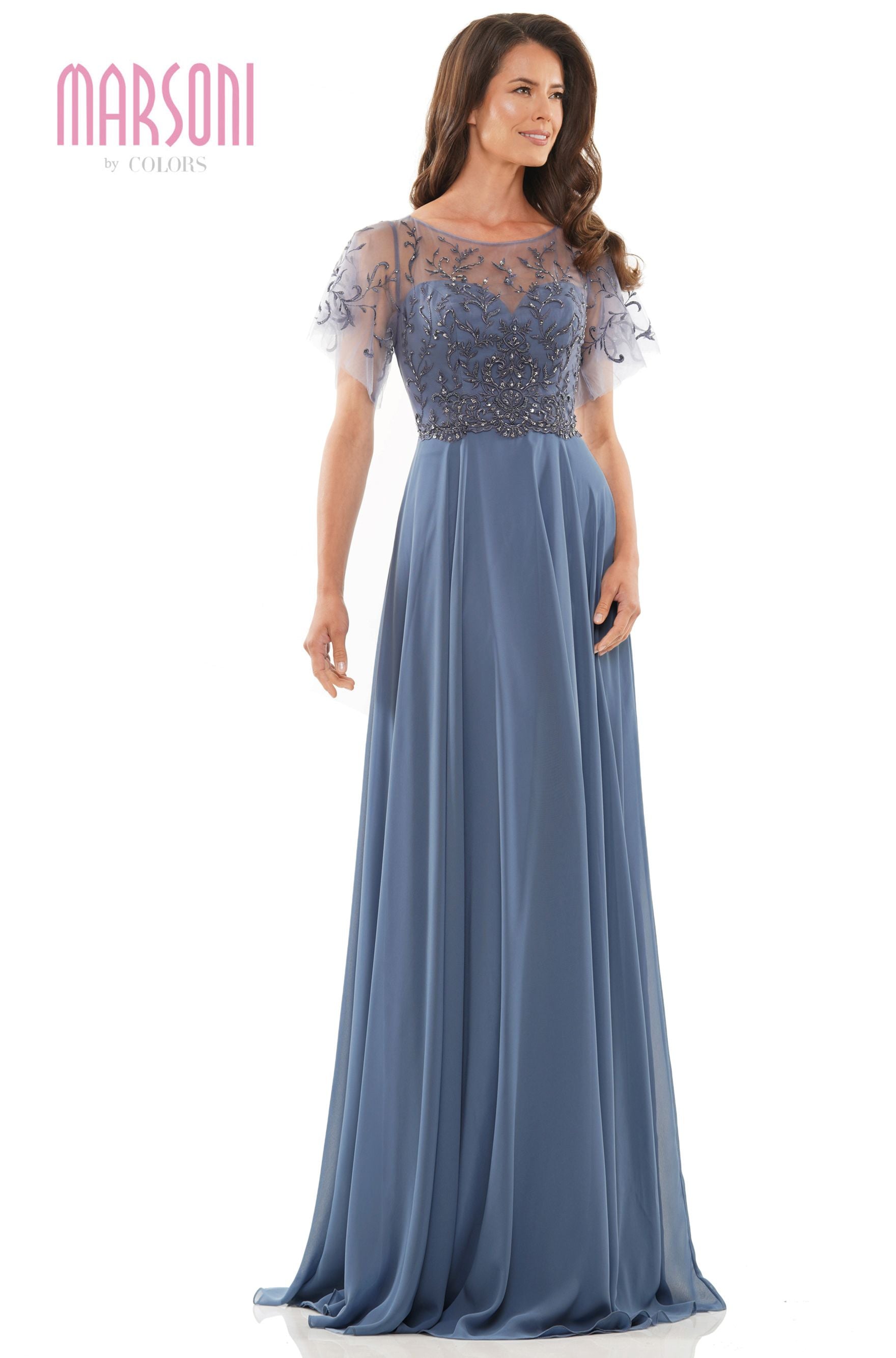 Marsoni by Colors -M323 A Line Dress With Beaded On Top
