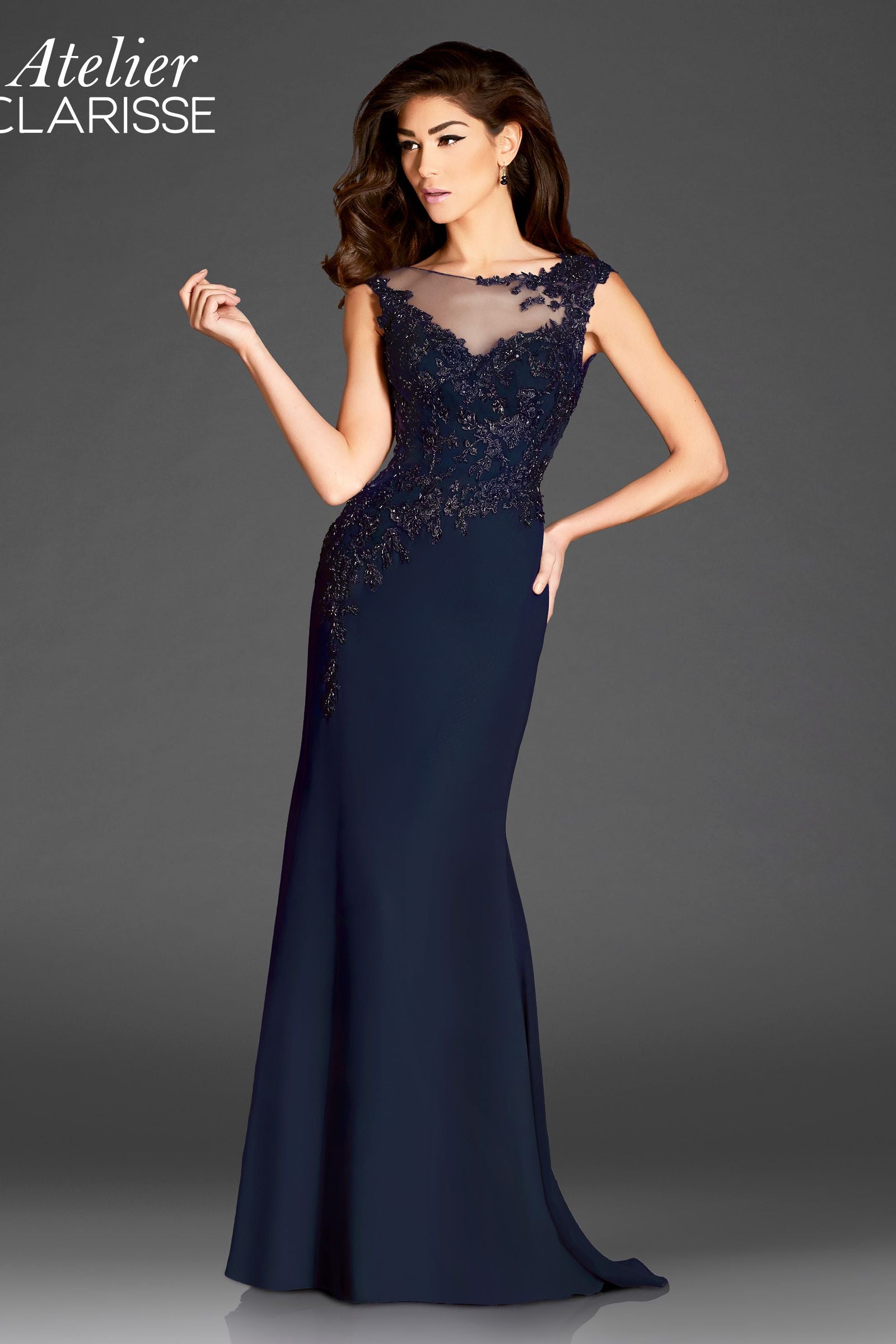 Clarisse -M6240 Floral Lace Applique Prom Dress