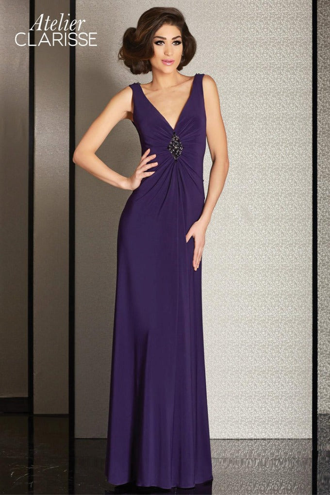 Clarisse -M6252 V-Neck Ruched Evening Dress