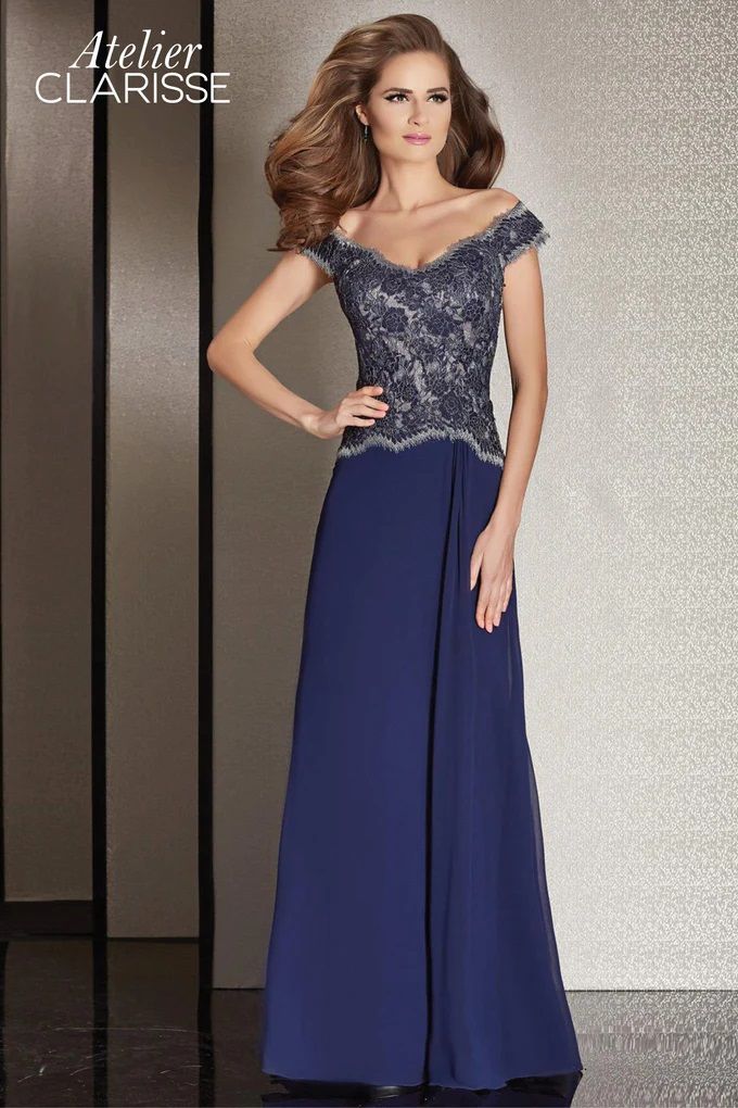 Clarisse -M6254 Floral Lace Off -Shoulder Gown