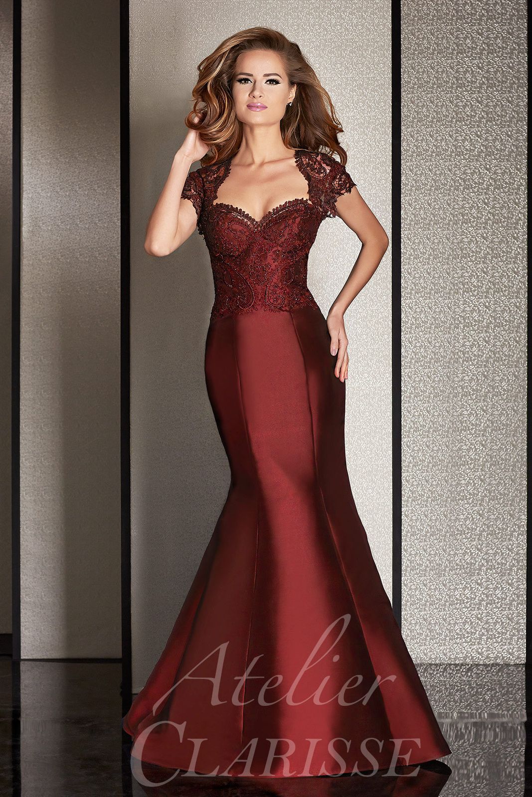 Clarisse -M6256 Lace Applique Trumpet Prom Dress