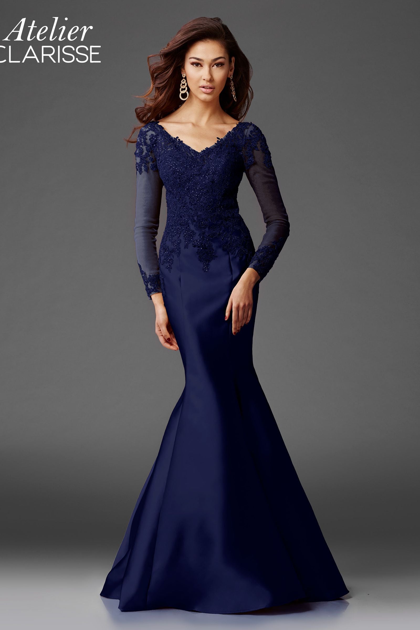 Clarisse -M6436 Lace Applique Trumpet Prom Dress