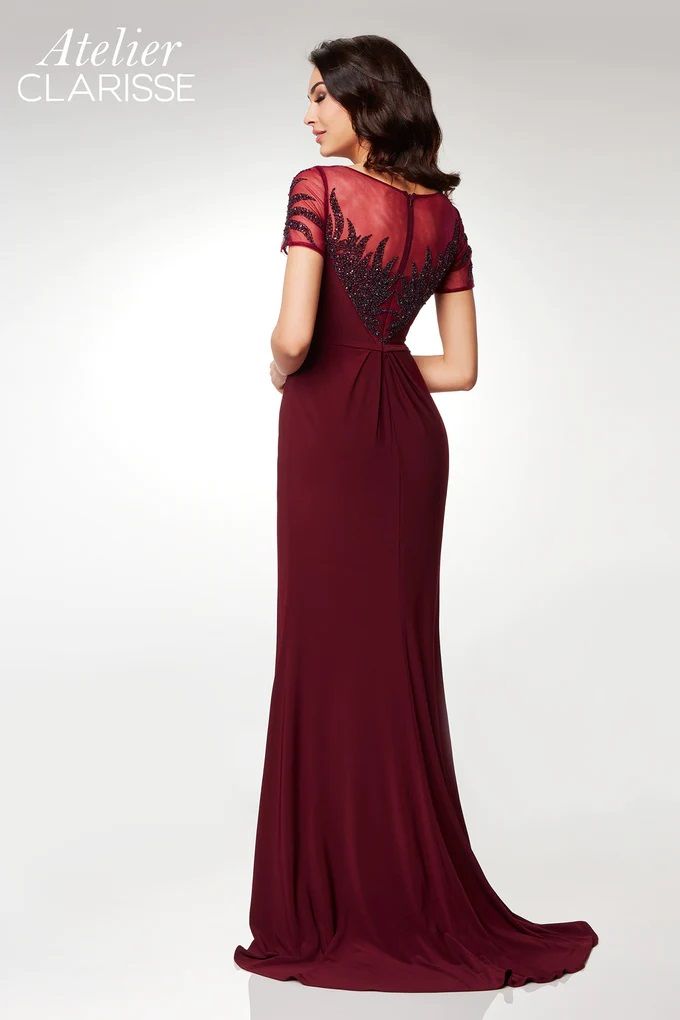 Clarisse -M6532 Illusion Neckline Embellished Column Gown