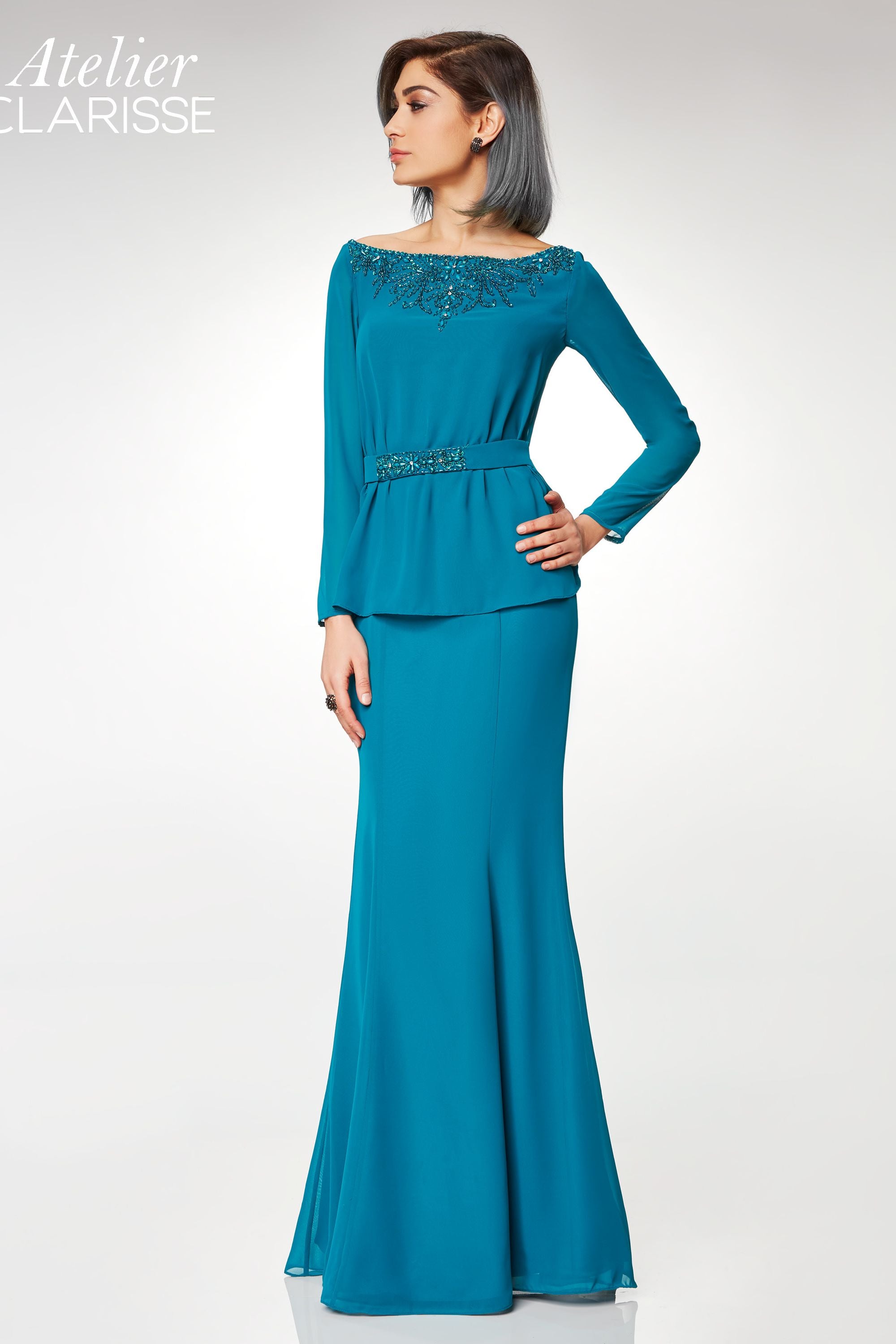 Clarisse -M6538 Beaded Chiffon Evening Dress