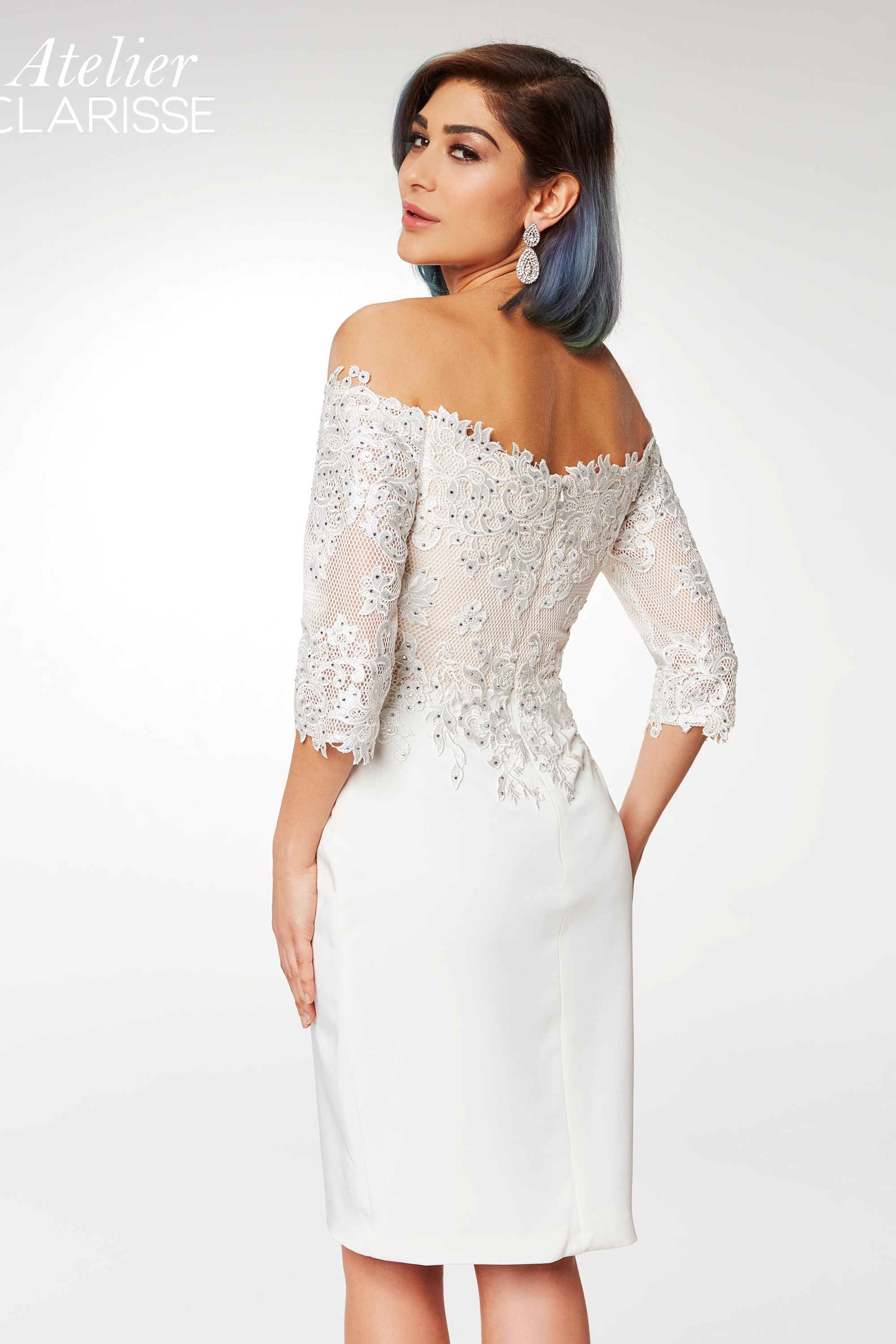 Clarisse -M6566 Off Shoulder Lace Cocktail Dress