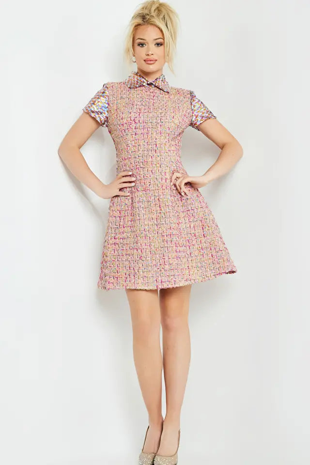 green eyelet beaded strap mini ibiza dress Coral Mini Dress main image 1