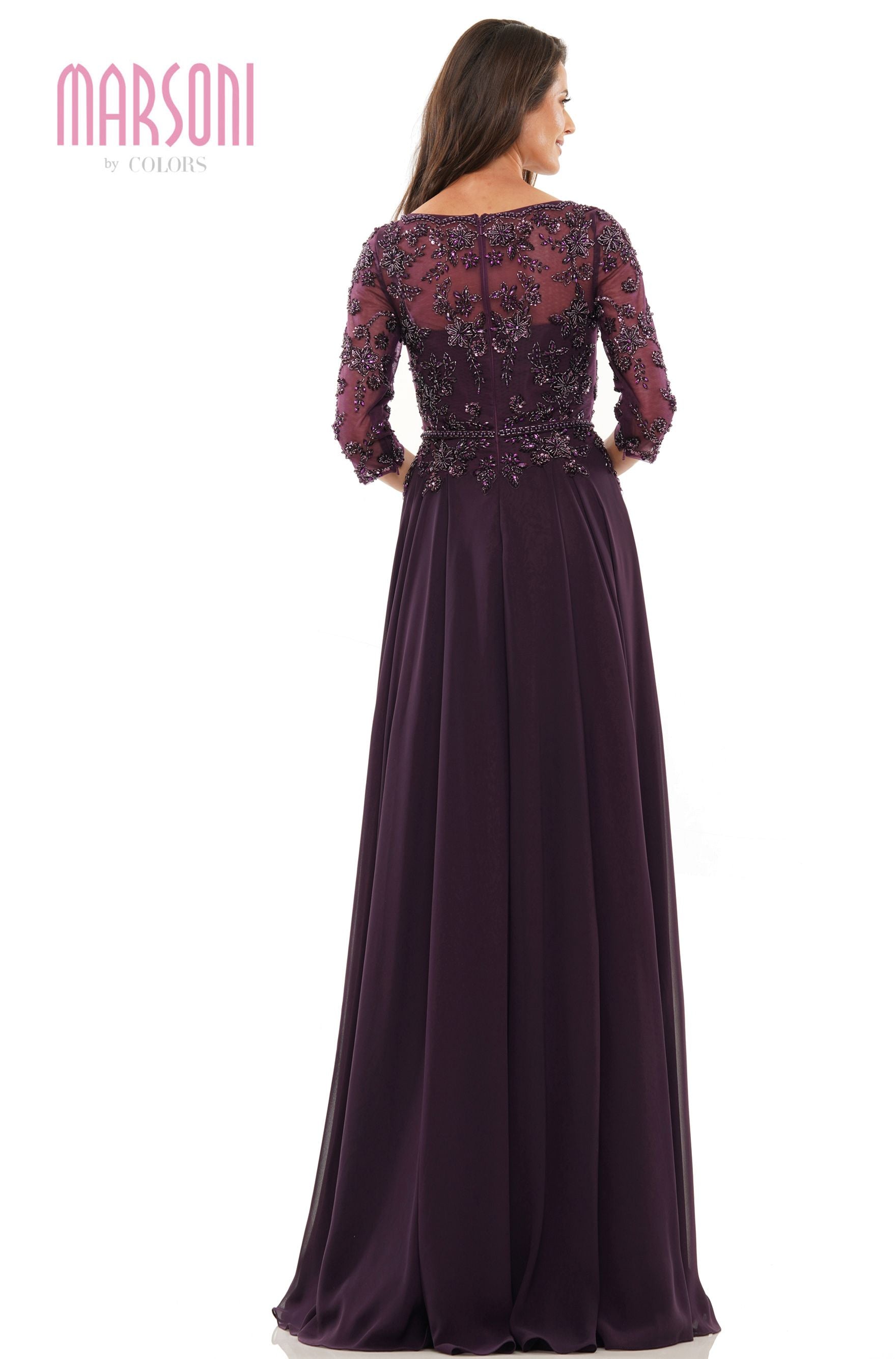 Clearance Sale Marsoni by Colors -MV1051CL A Line Dress With Beaded Bodice