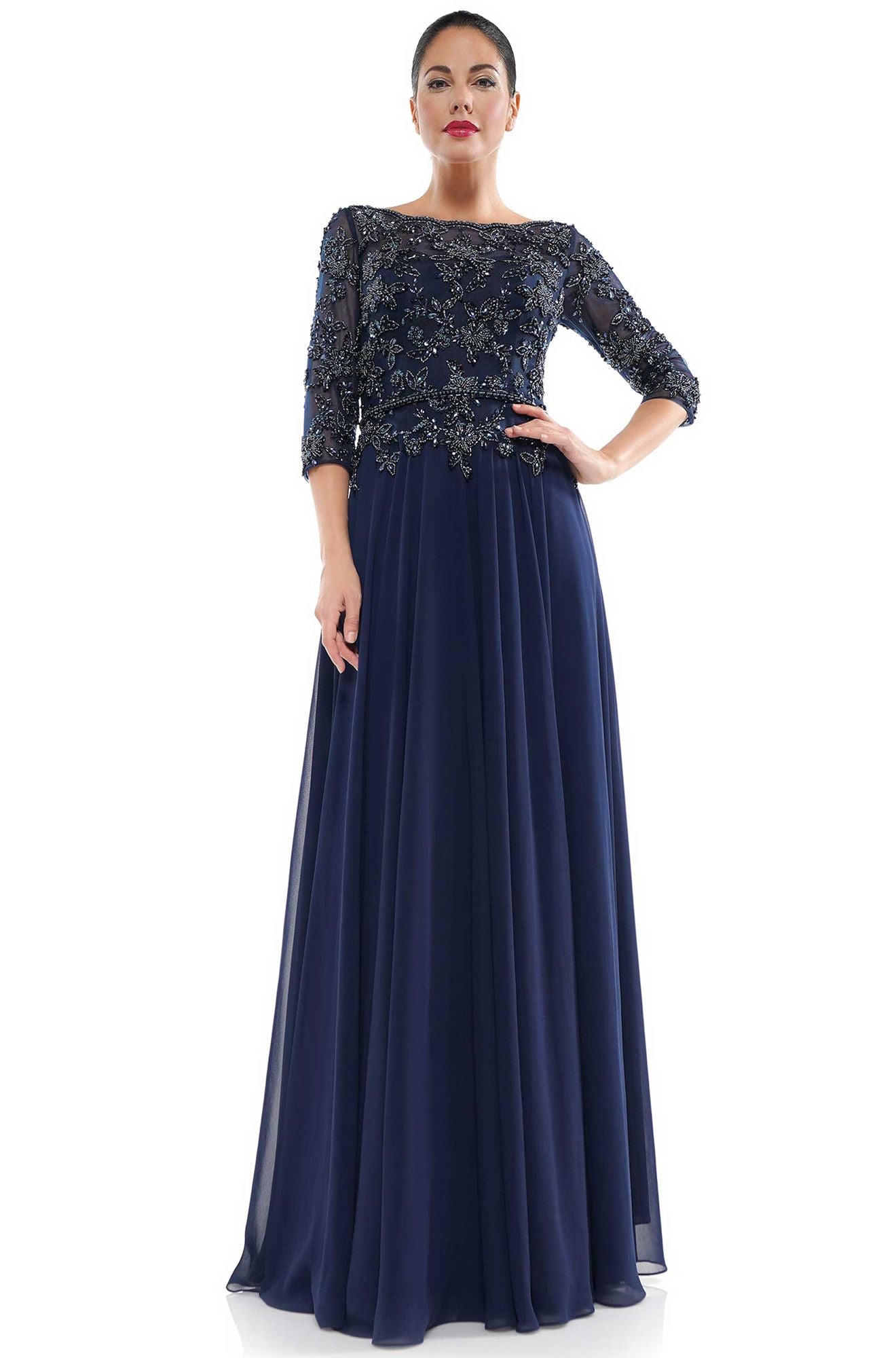 Clearance Sale Marsoni by Colors -MV1051CL A Line Dress With Beaded Bodice