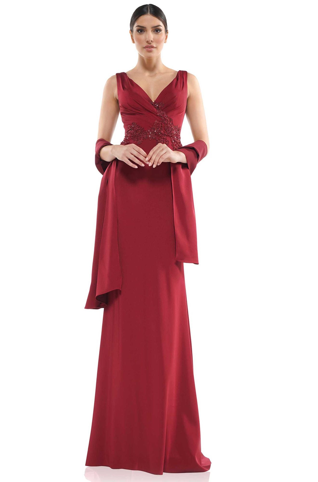 Marsoni by Colors -MV1054 Trumpet Dress With Pleated Wrap Bodice