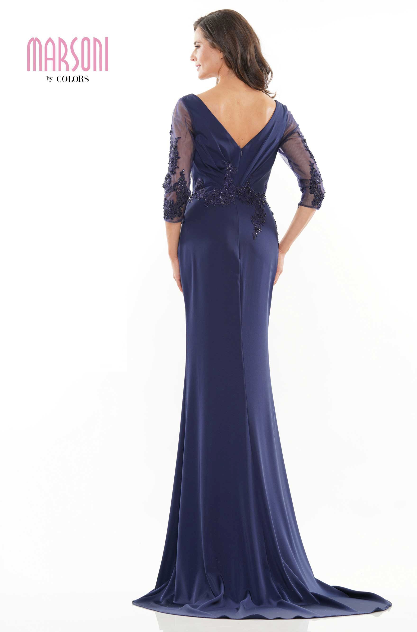 Marsoni by Colors -MV1145 Sheath Dress With V Neck