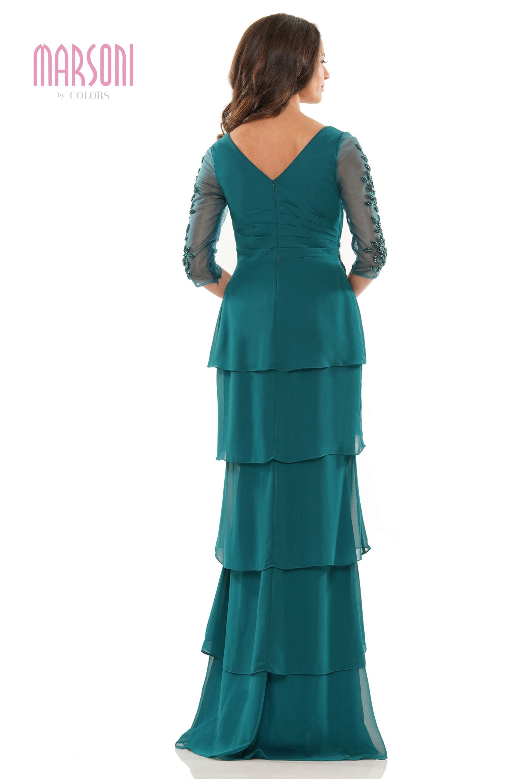 Marsoni by Colors -MV1168 Fit And Flare Dress With V Neck