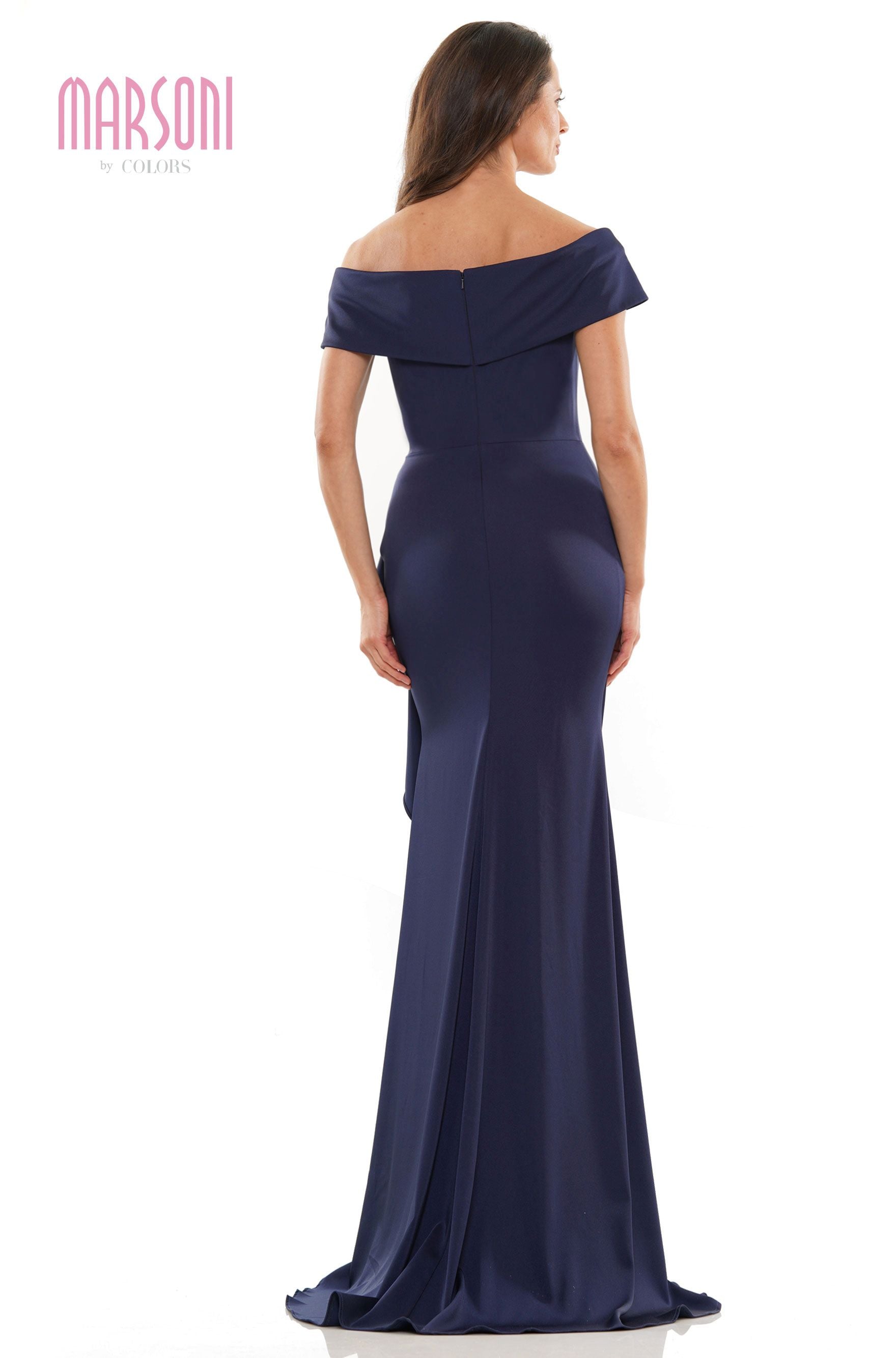 Marsoni by Colors -MV1180 Satin Sheath Dress With Beaded On Waist