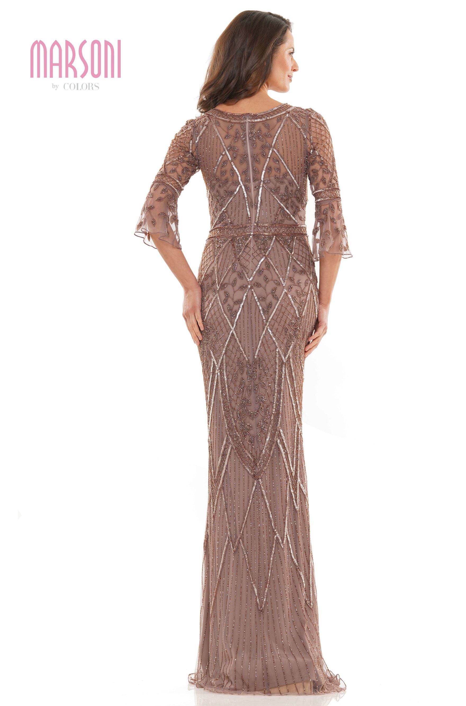 Clearance Sale Marsoni by Colors -MV1202CL Sheath Dress With Beaded Applique